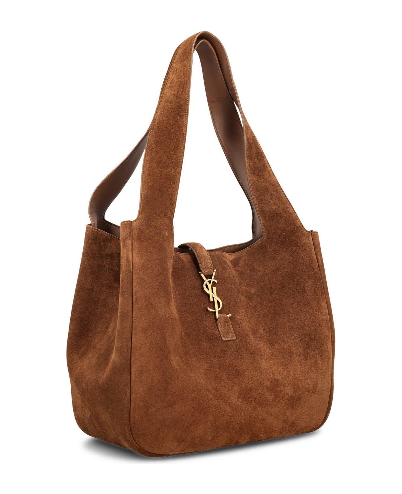 Saint Laurent Le 5 à 7 Logo Plaque Shoulder Bag - BROWN