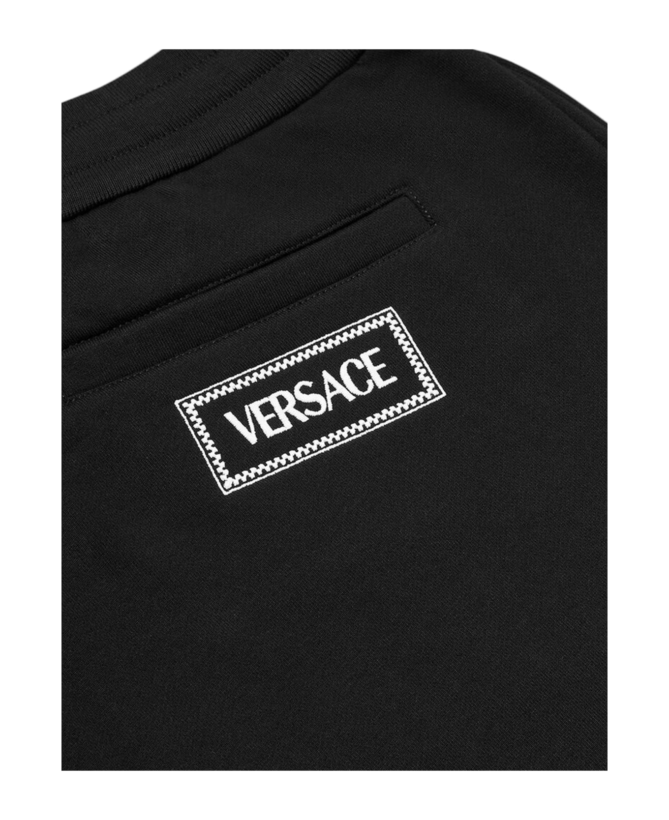 Versace Sweatpant Non-brushed Sweatshirt Fabric + Tiles Embroider - Black