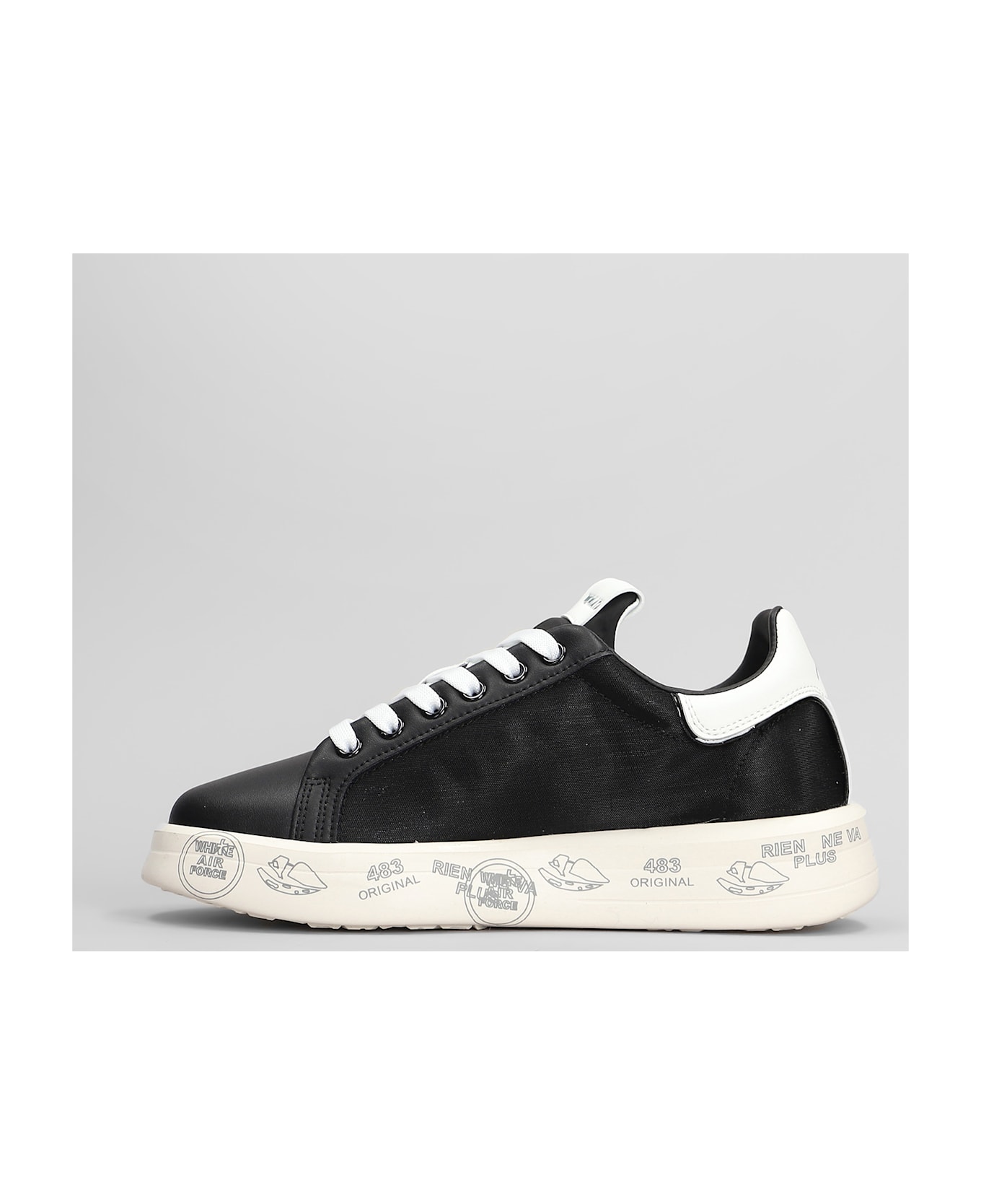 Premiata Belle Sneakers In Black Leather And Fabric - black