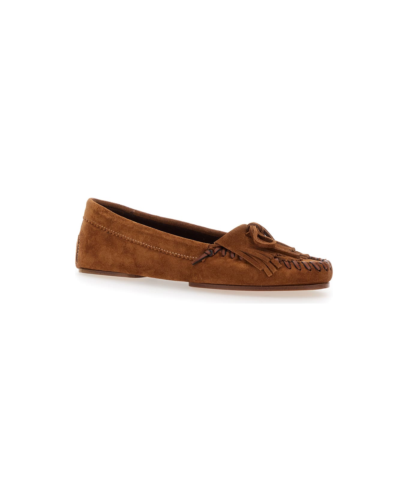 Paris Texas 
indiana
 Brown Loafers With Fringes In Suede Woman - Brown フラットシューズ