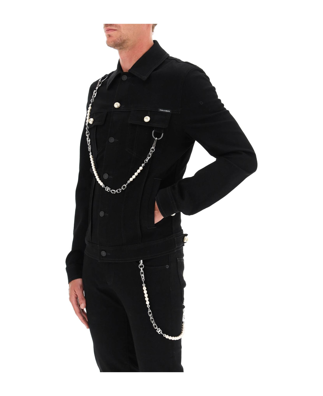 Dolce & Gabbana Denim Jacket With Keychain - VARIANTE ABBINATA (Black)