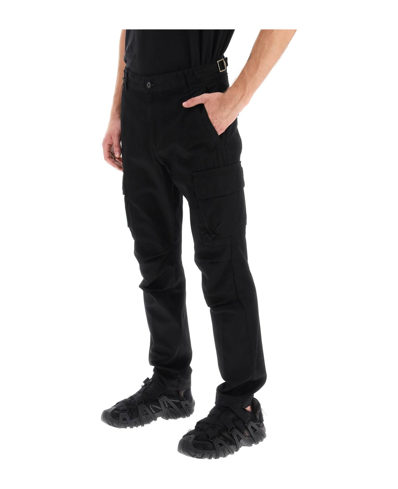 Diesel Buttoned Fitted Cargo Trousers - DEEP BLACK (Black) ボトムス