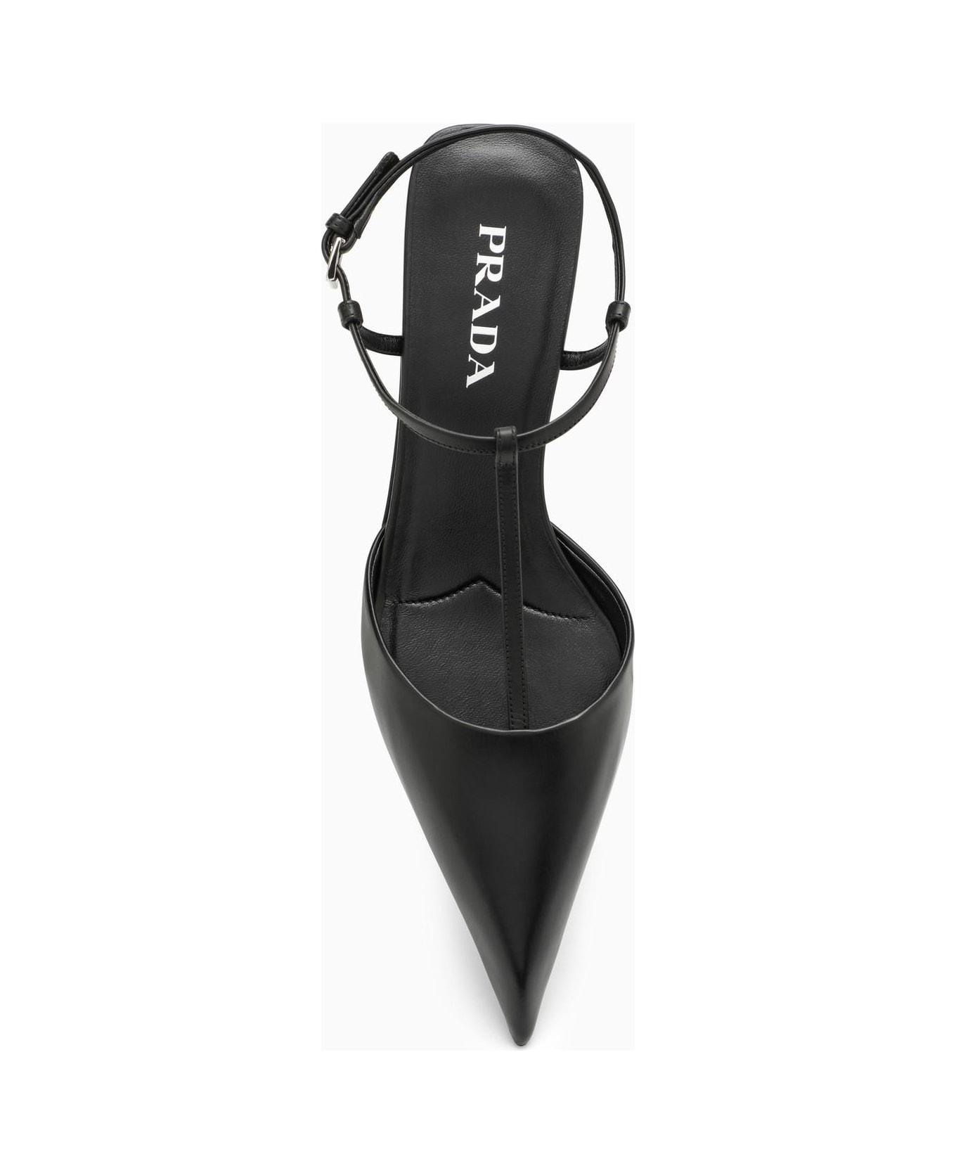 Prada Black Leather Slingback D\u00e9collet\u00e9 - Nero フラットシューズ