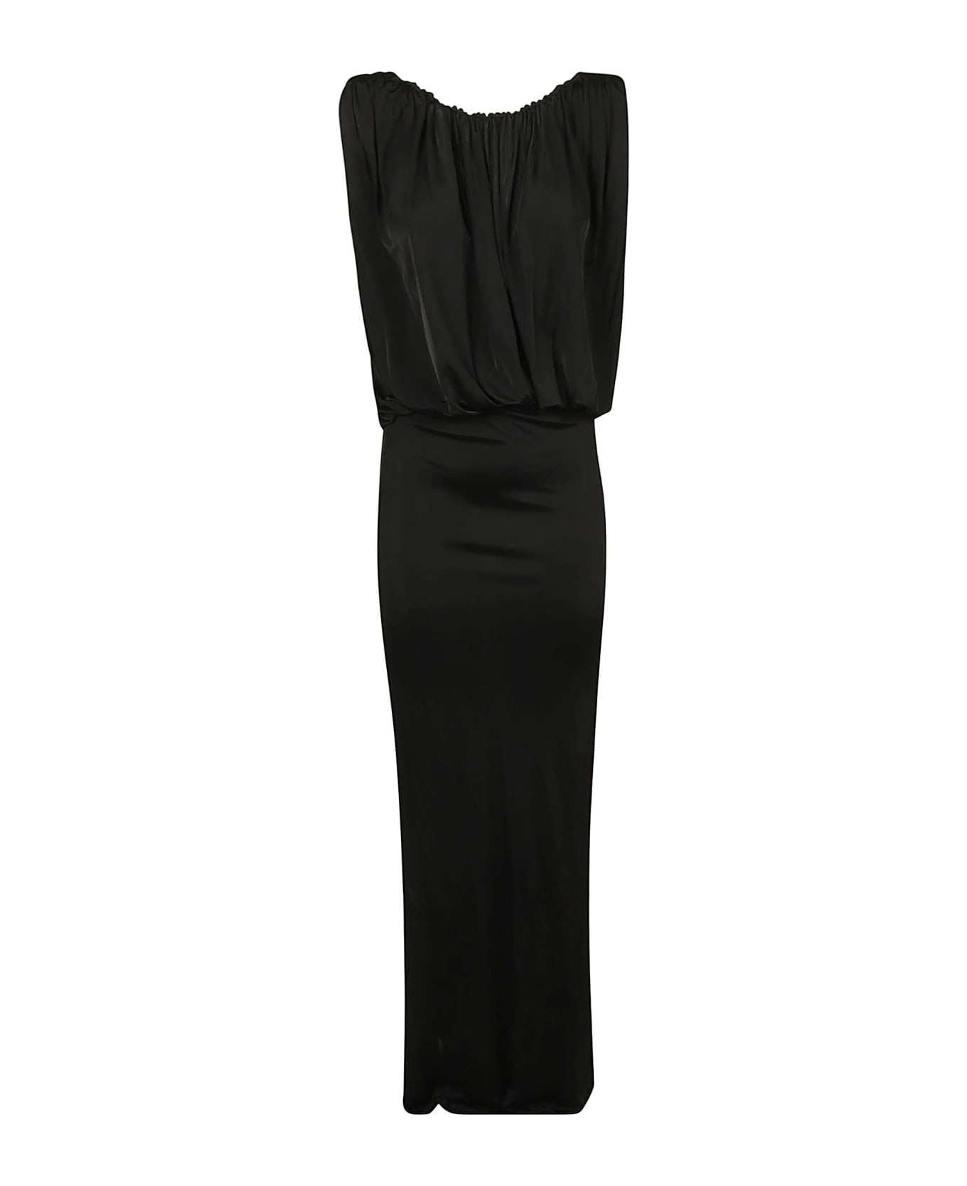 Saint Laurent Scoop-back Sleeveless Slim Dress - Black