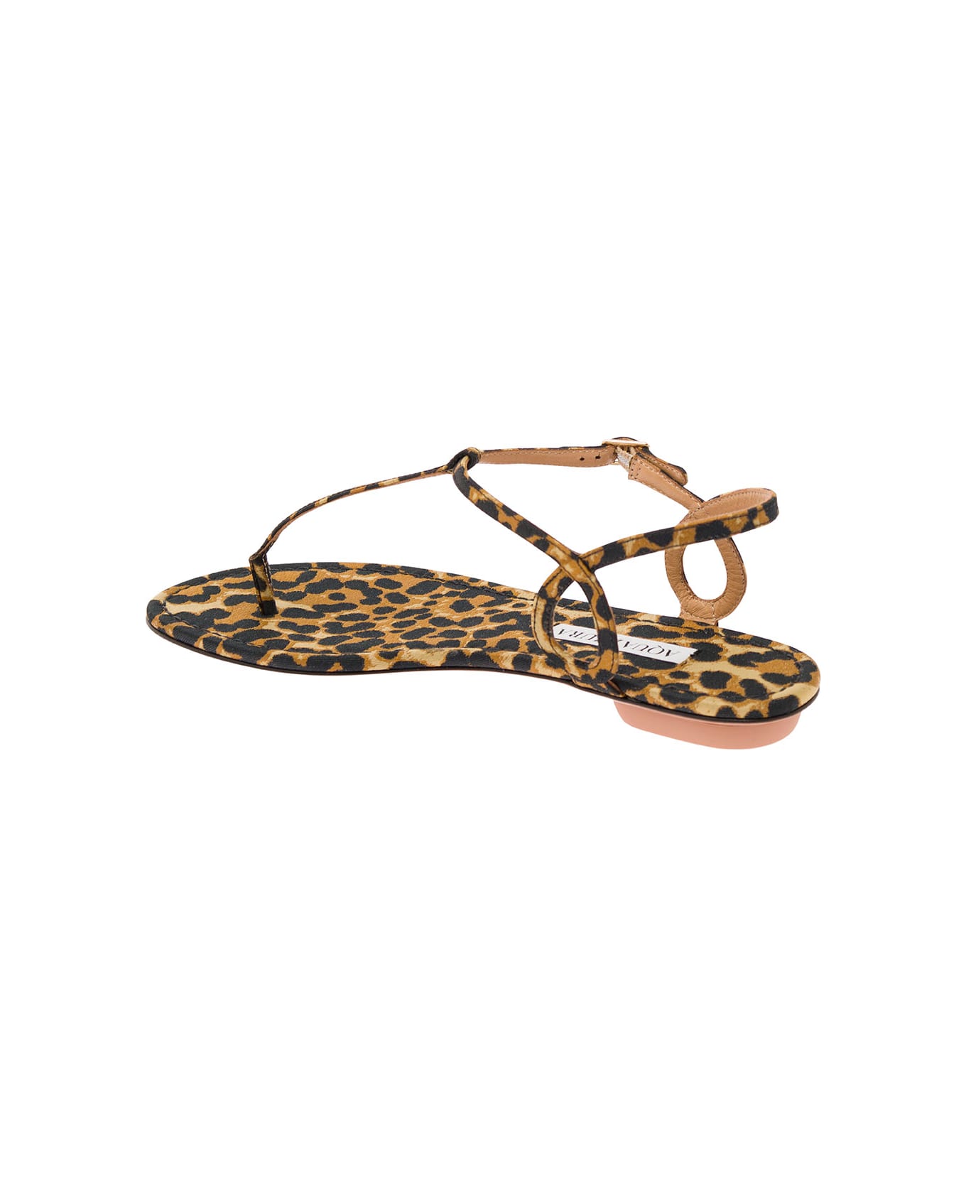 Aquazzura Leopard-printed Flat Thongs Sandals In Leather Blend Woman - Beige