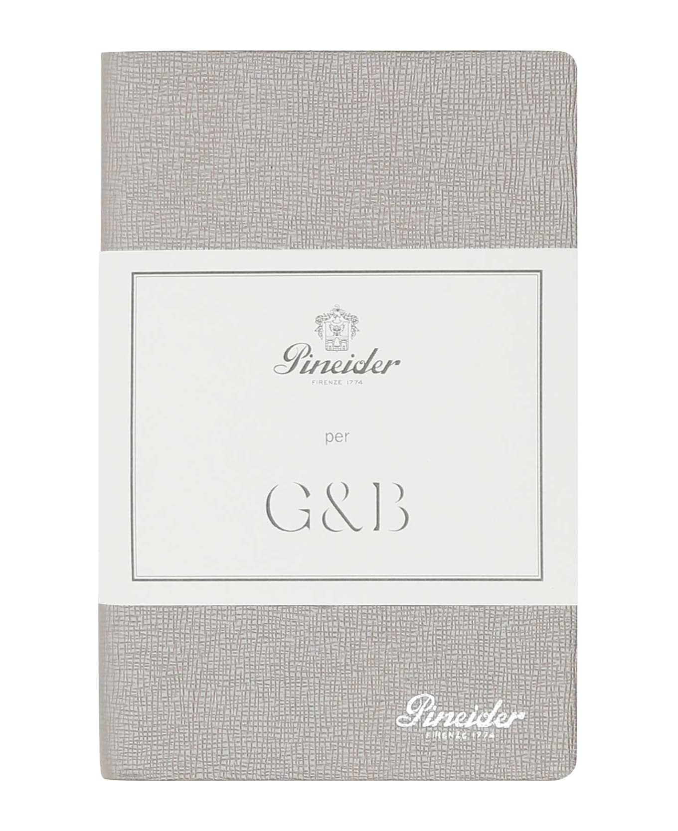 Pineider Grey Leather Milano Small Notebook - SILVER インテリア雑貨