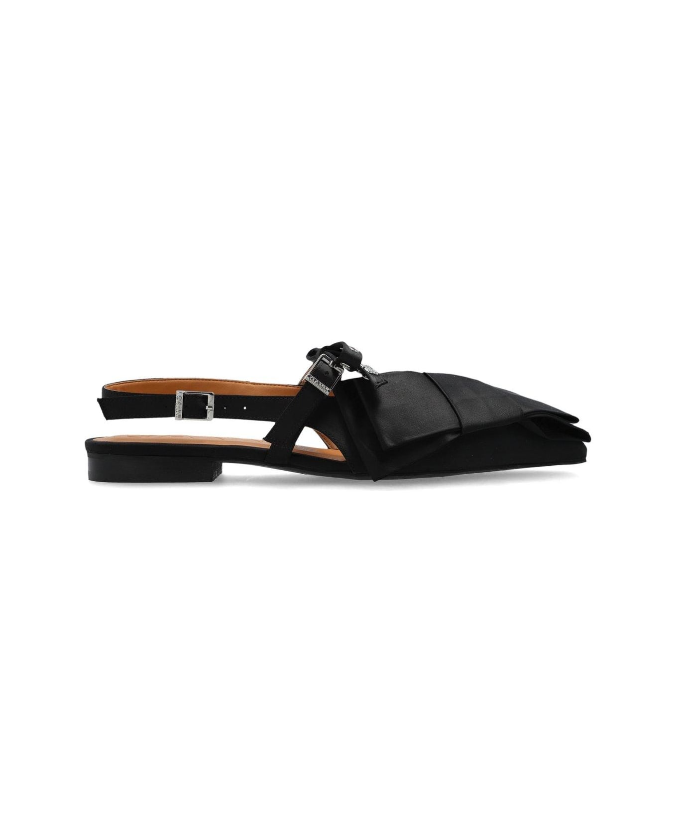 Ganni 'big Bow' Black Polyester Ballet Flats - BLACK