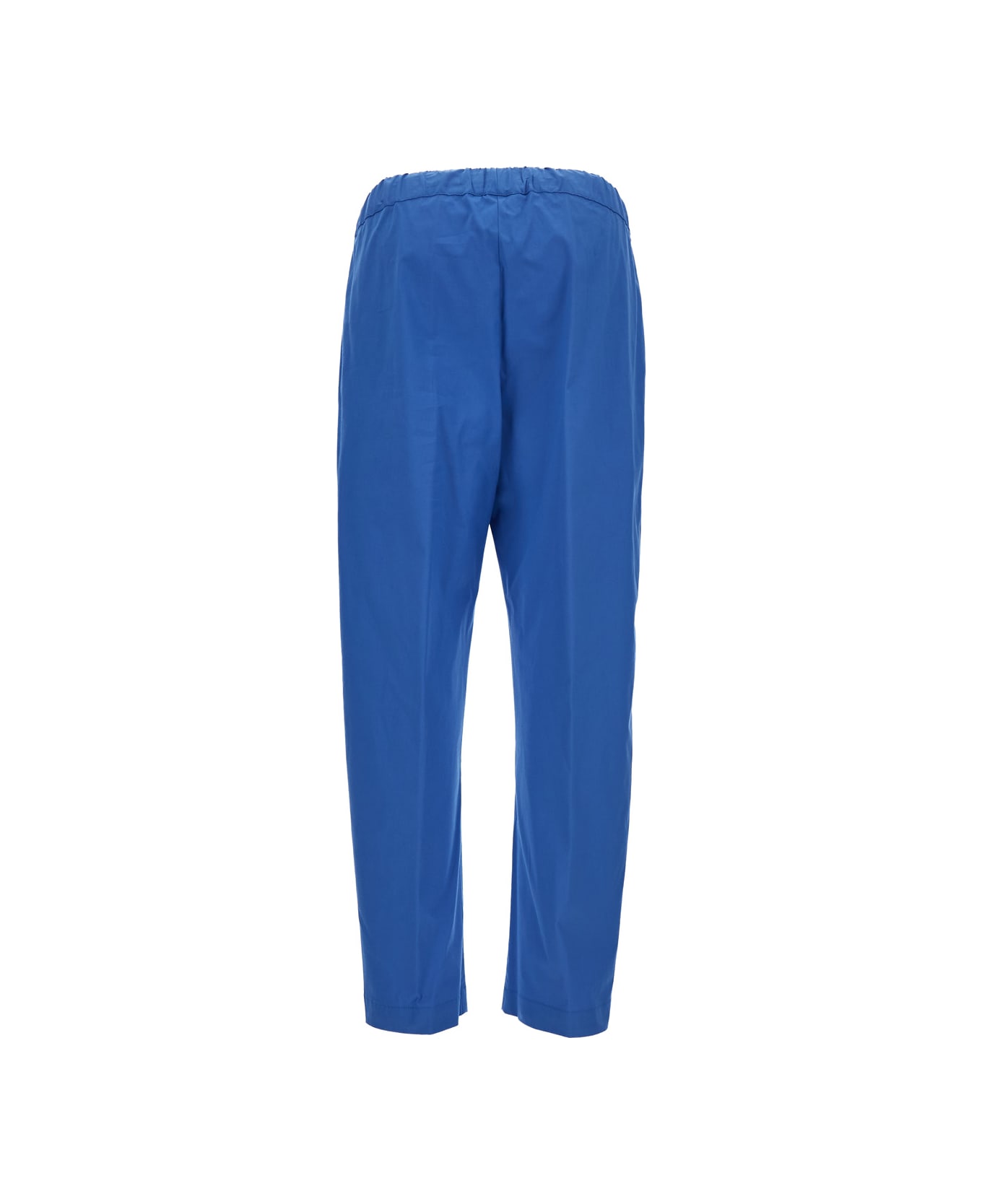 SEMICOUTURE Blue Crop Cut Pants In Cotton Blend Woman - Blu