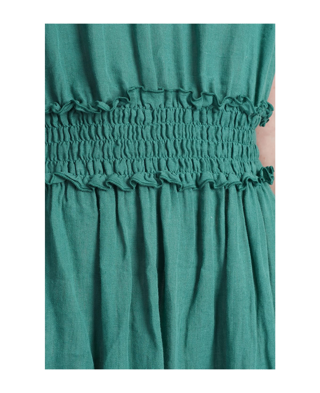 120% Lino Dress In Green Linen - green