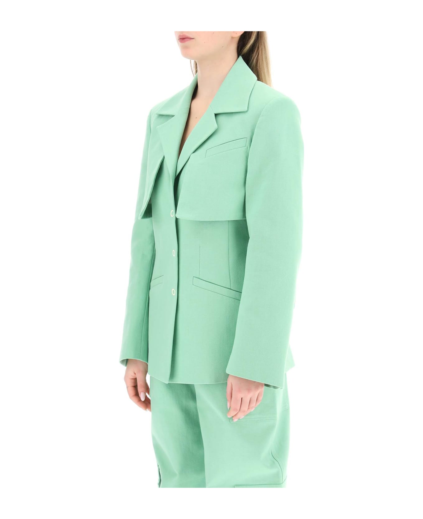 Ganni Cotton Suiting Blazer - PEAPOD (Green)