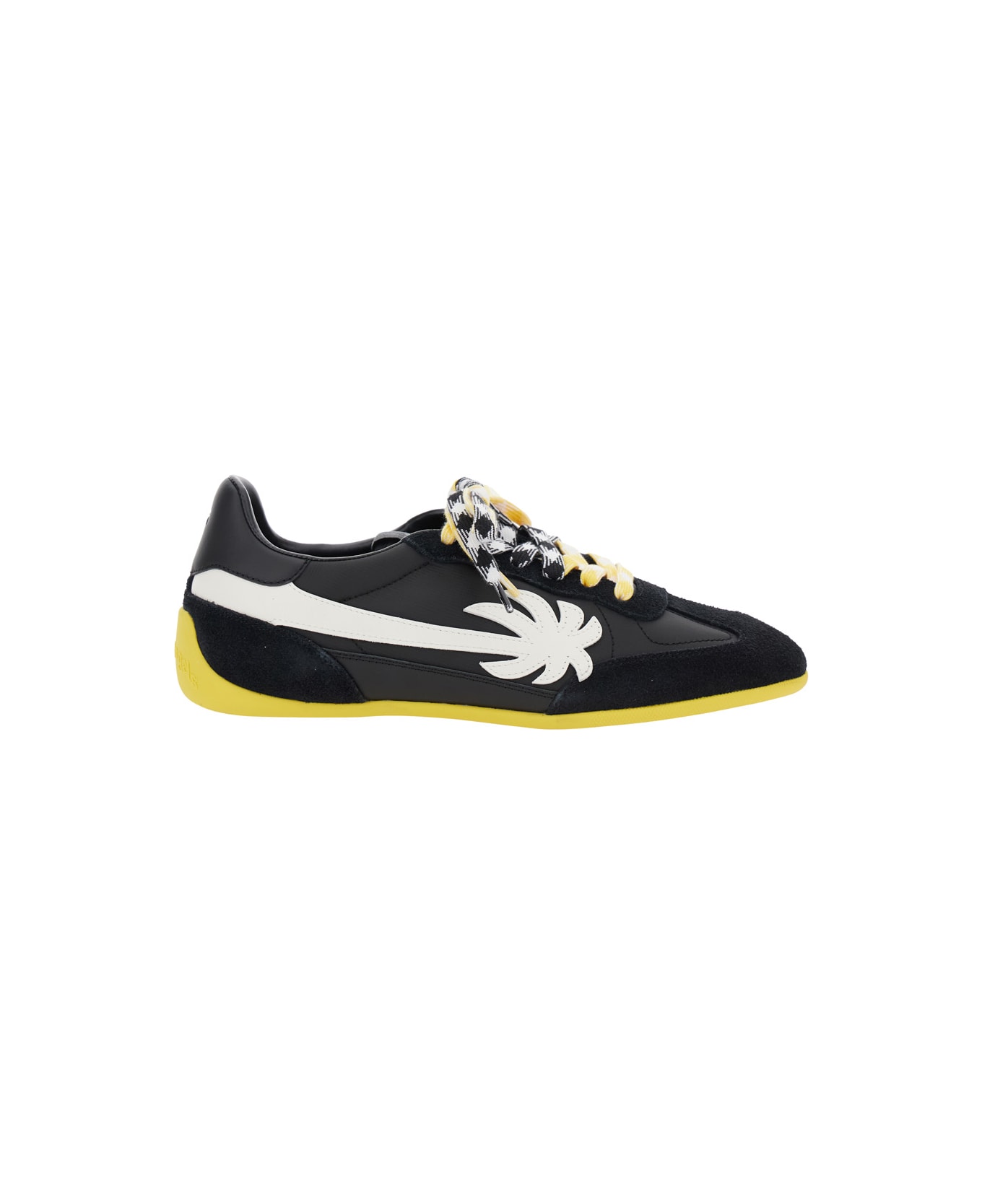 Palm Angels 
pa 5
 Black Low Top Sneakers With Logo Patch On The Tongue And Contrasting Heel With Logo In Leather Man - Black