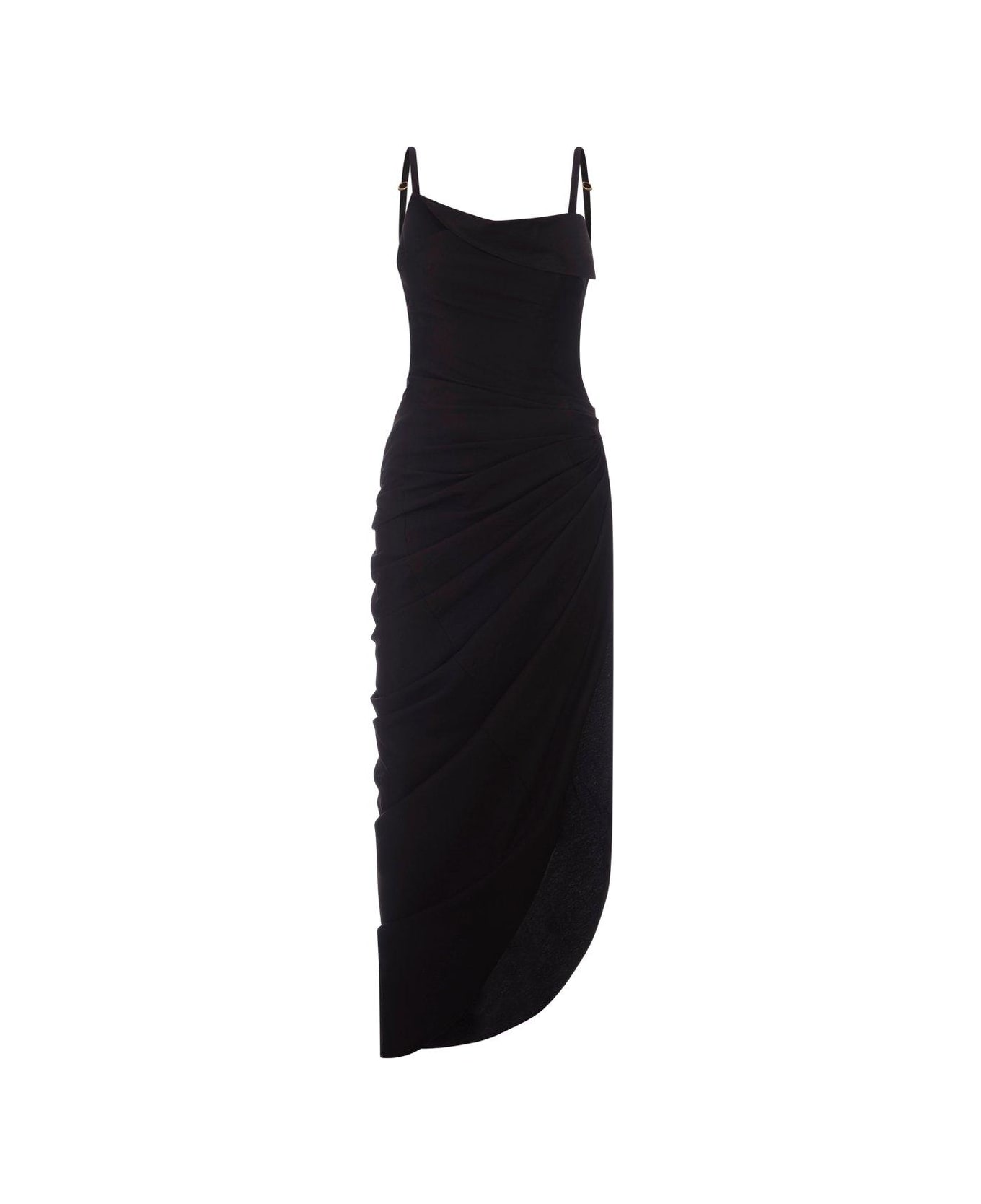 Jacquemus Ruched Strapped Dress - Black