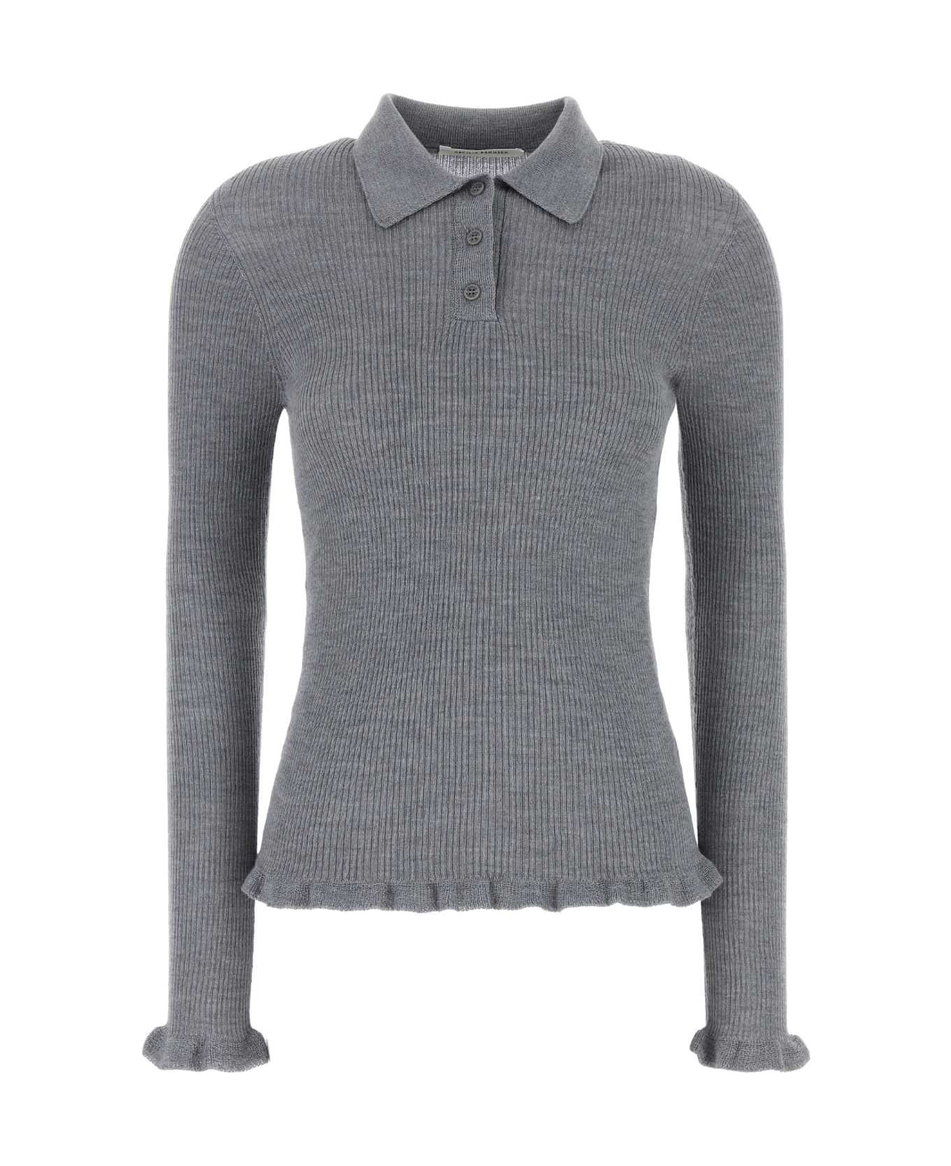 Cecilie Bahnsen Grey Wool Oda Polo Shirt - GREYMELANGE