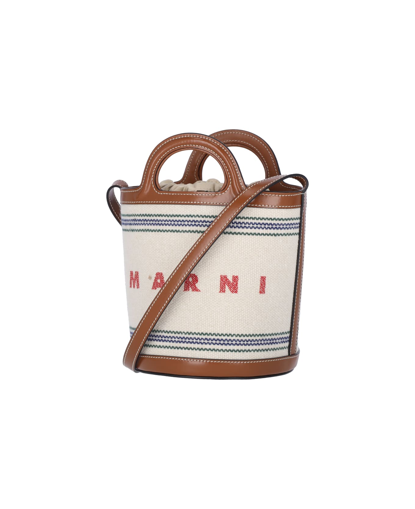 Marni Small Bucket Bag "tropicalia" - Crema