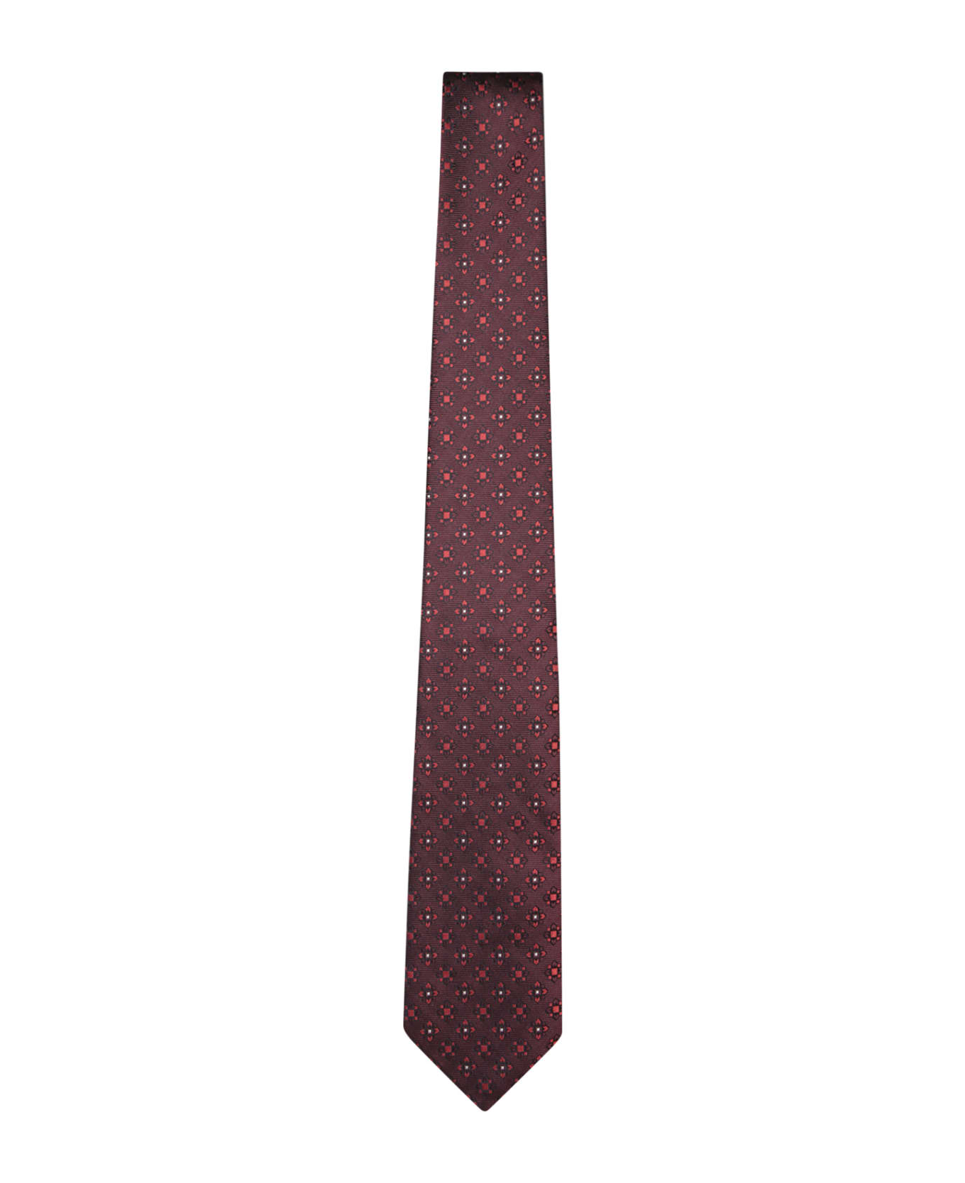 Canali 8cm Floral Pattern Bordeaux Tie - Bordeaux