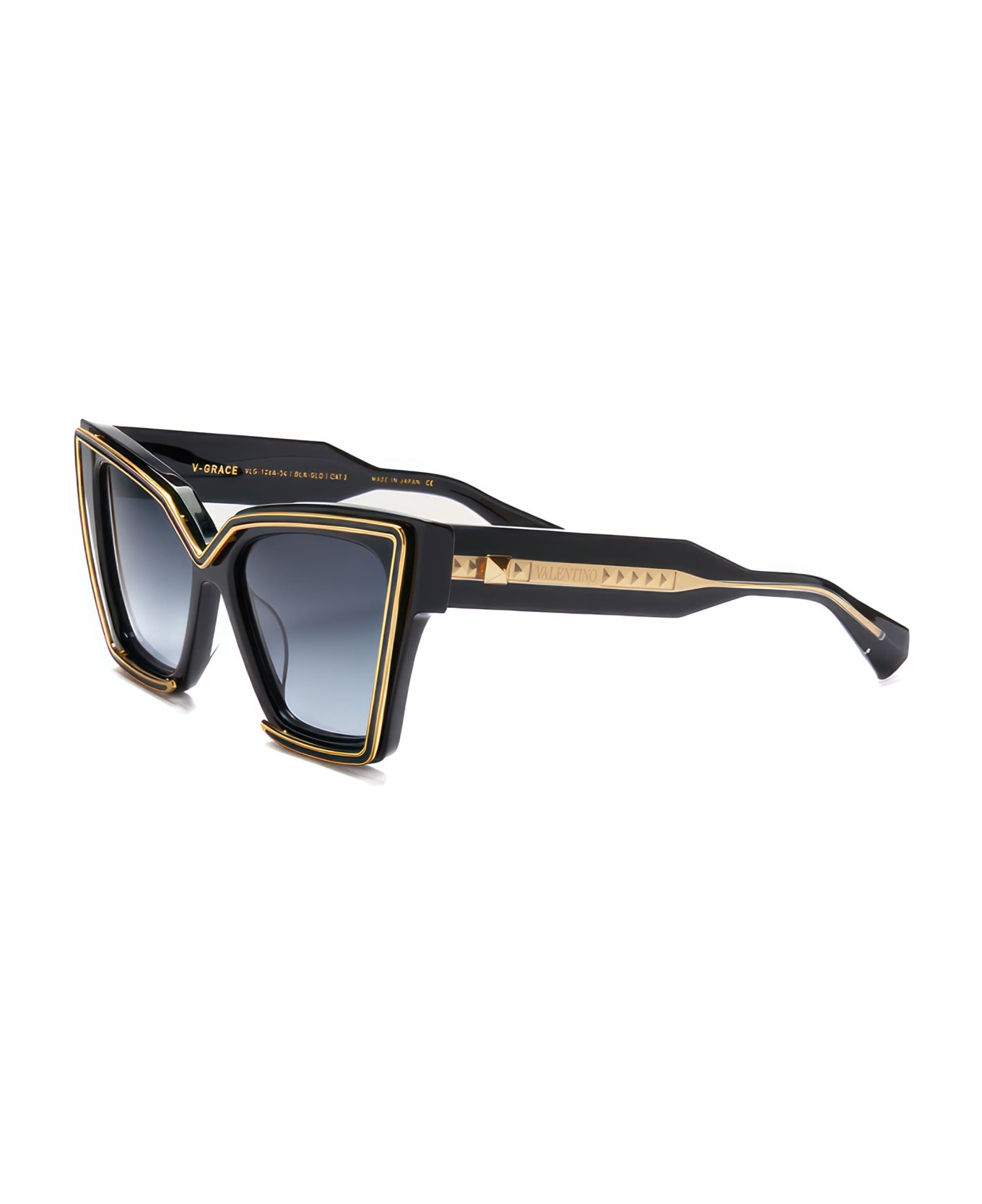 Valentino Eyewear V-grace - Black / Gold Sunglasses - Black サングラス