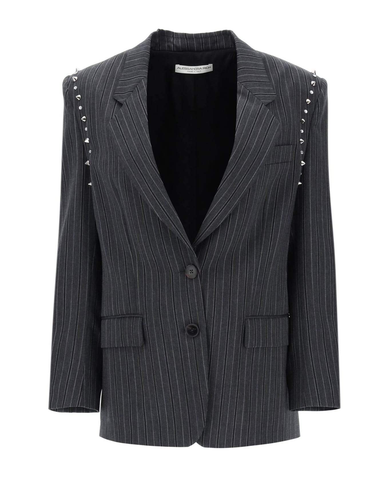 Alessandra Rich Oversized Pinstriped Blazer - Grey