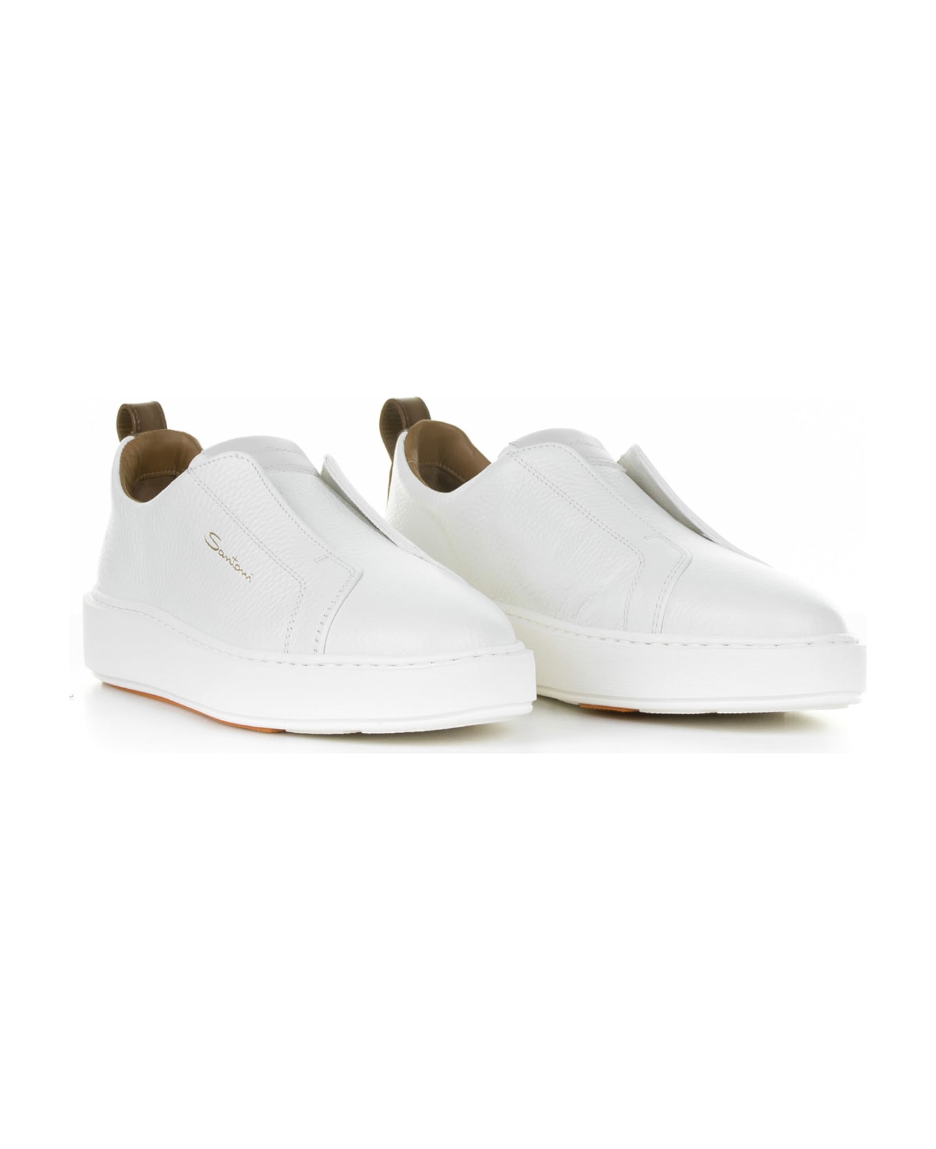 Santoni White Leather Slip-on Sneaker | italist