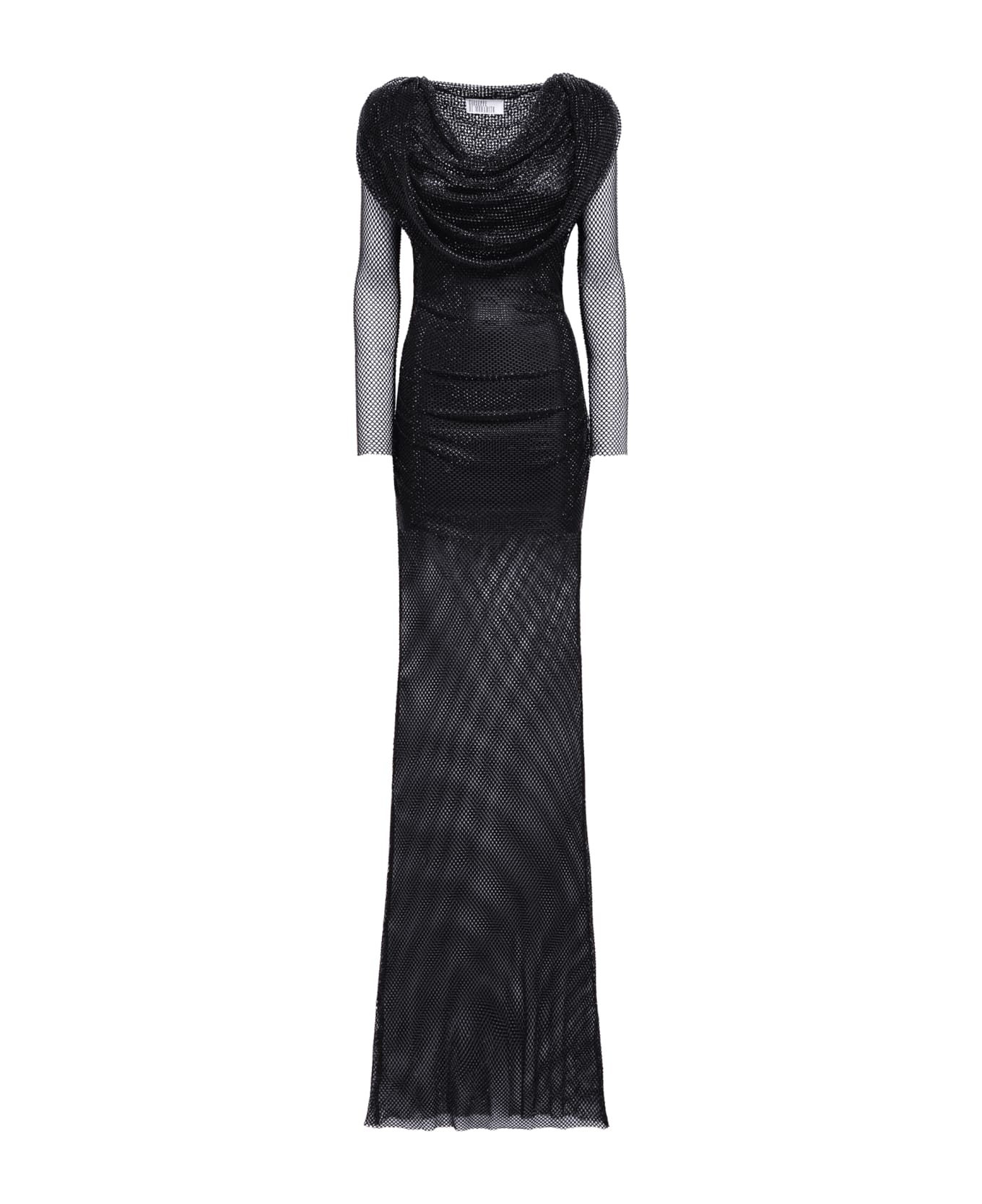 Giuseppe di Morabito Long Dress Hooded In Crystal Net - Black ワンピース＆ドレス