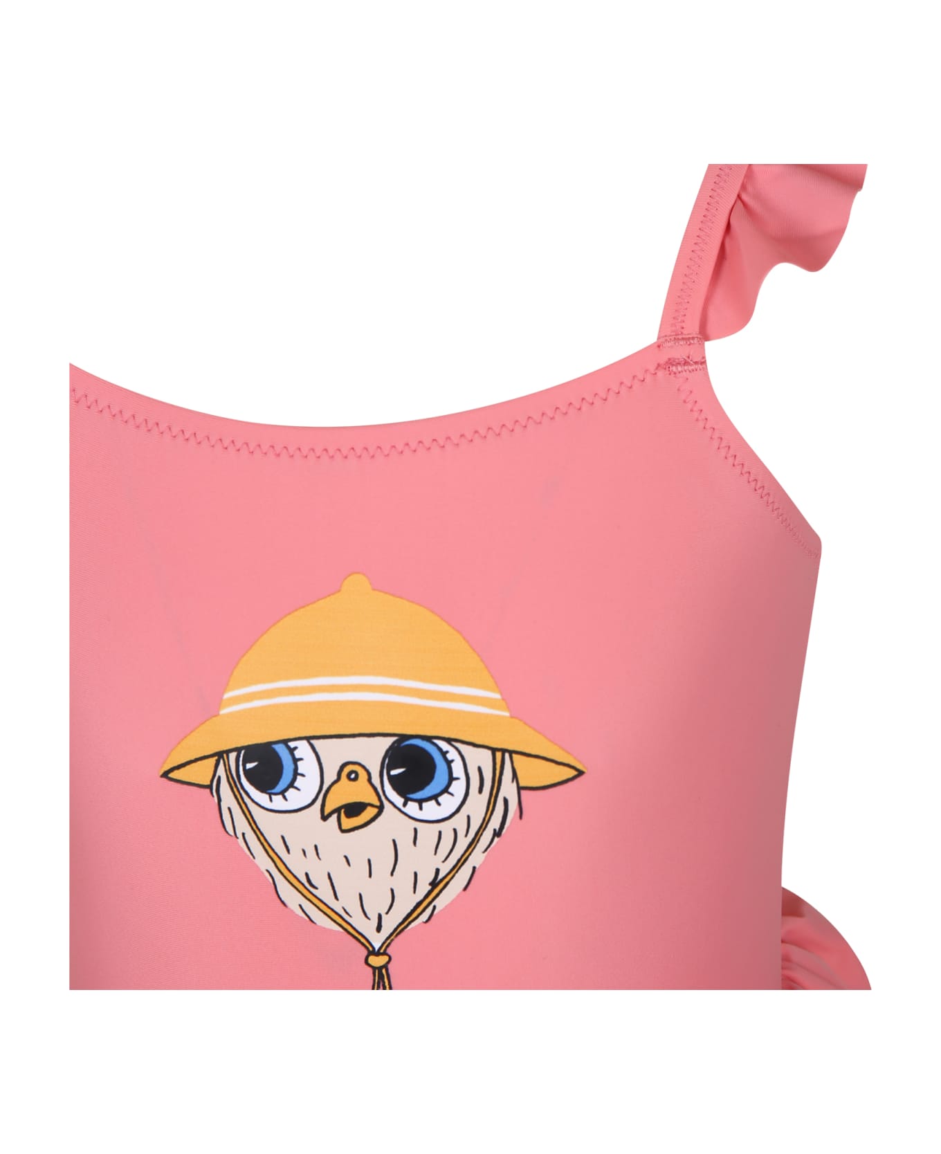 Mini Rodini Pink Swimsuit For Girl With Owl - Pink 水着