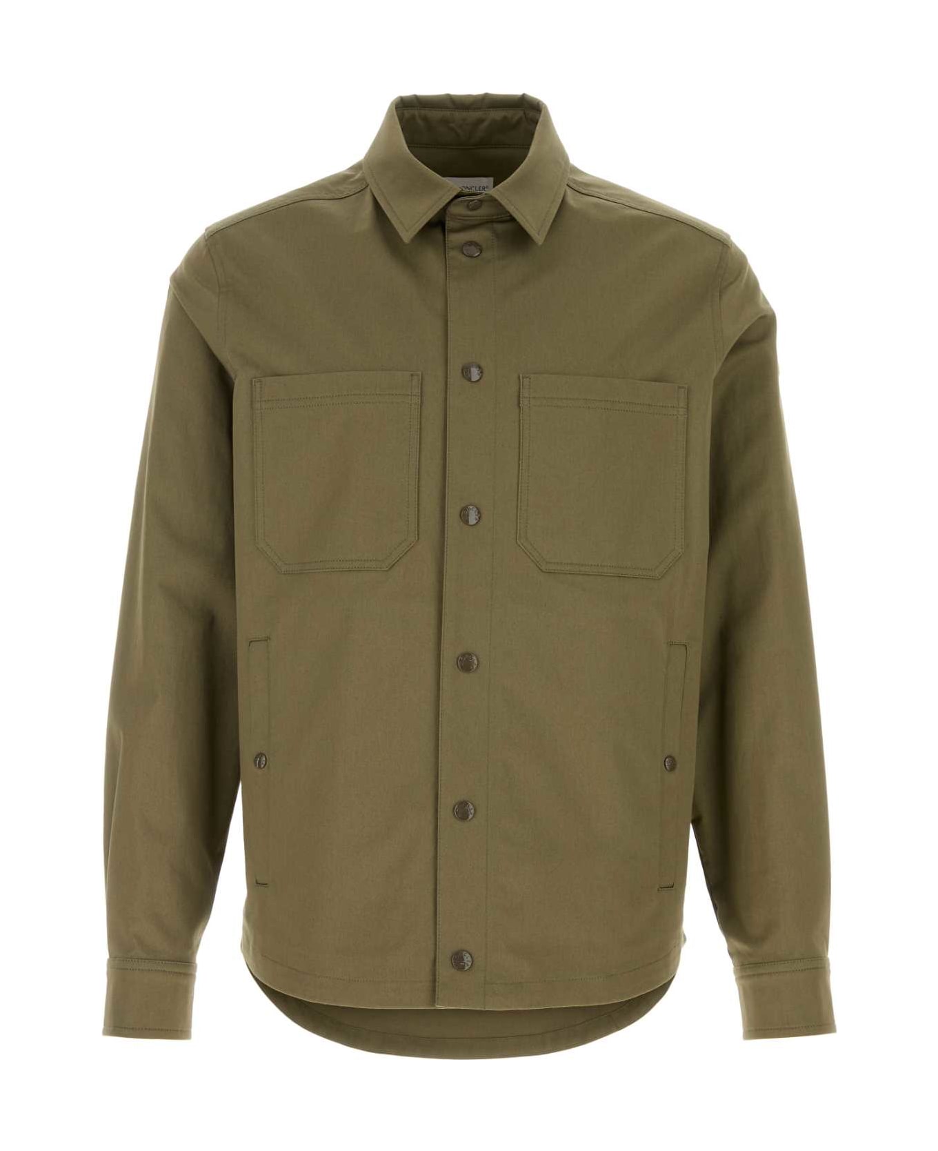 Moncler Army Green Stretch Cotton Shirt - 81M