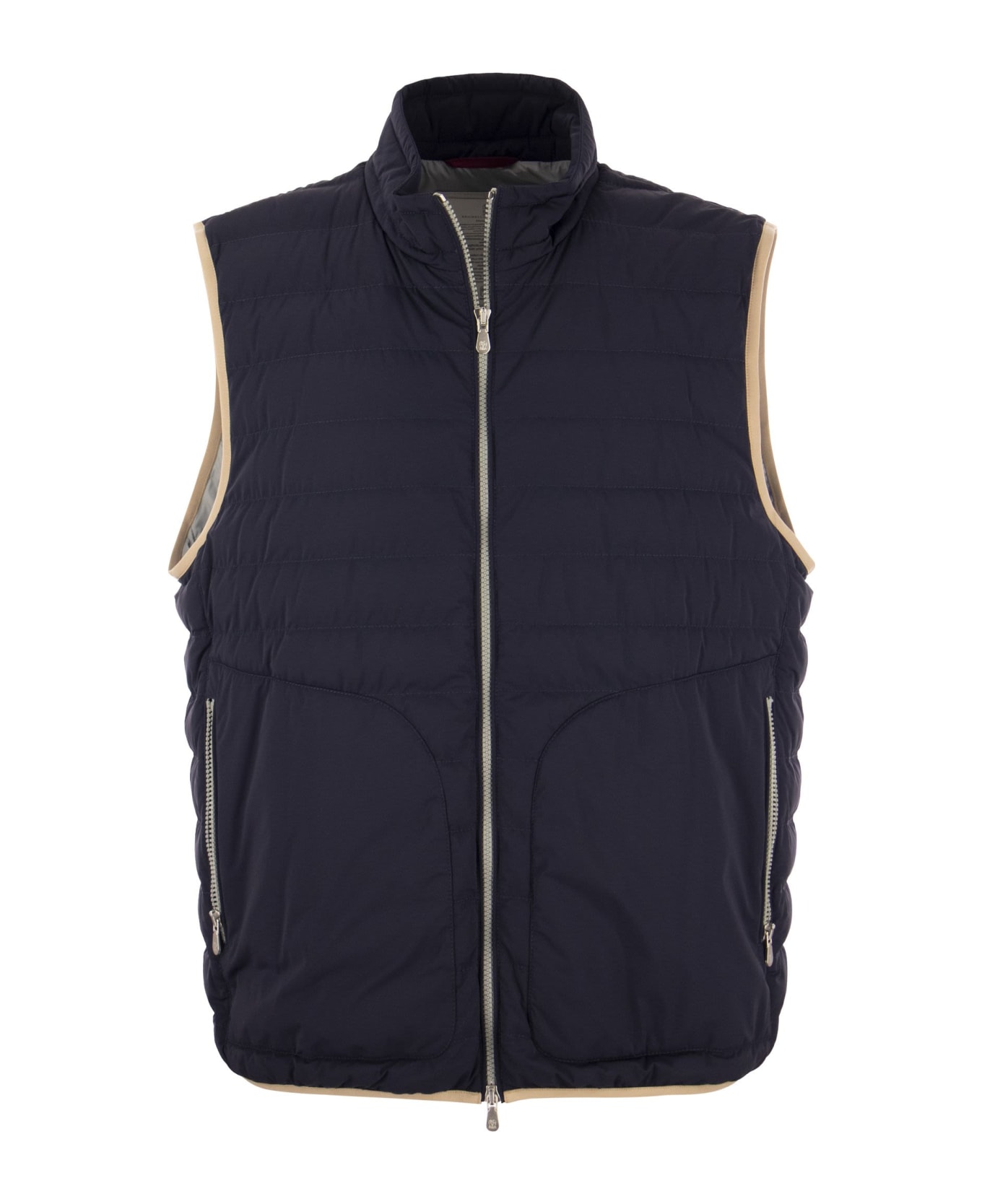 Brunello Cucinelli Lightweight Sleeveless Down Jacket In Membraned Nylon - Blue