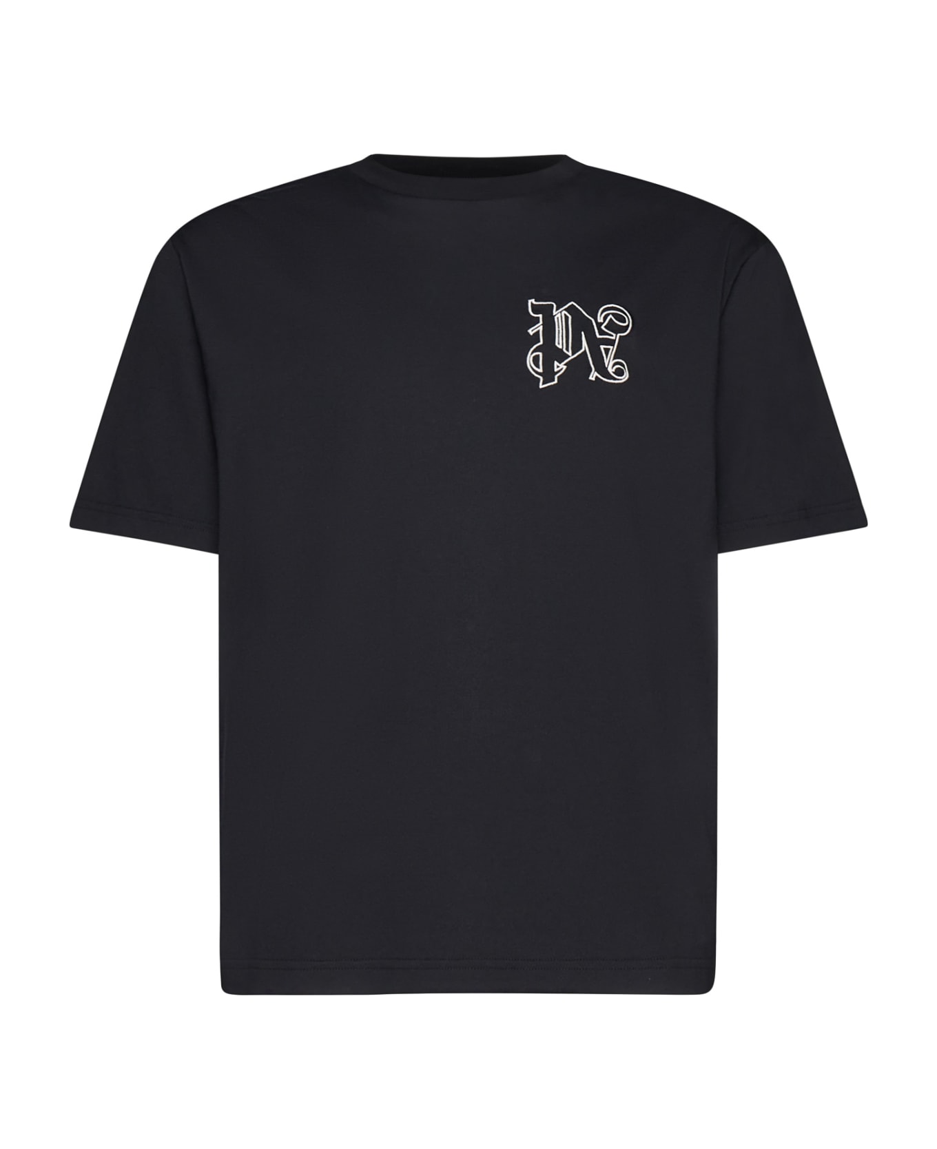 Palm Angels Black T-shirt With Monogram - Black