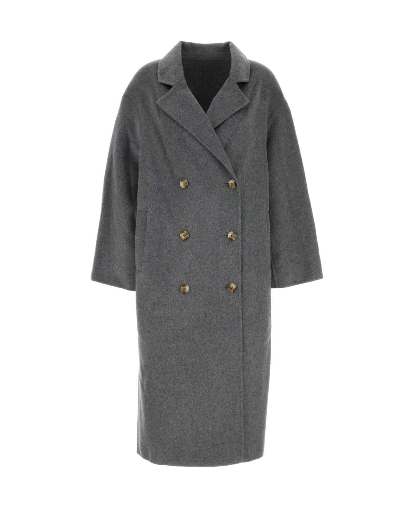 Loulou Studio Grey Wool Blend Borneo Coat - GREYMELANGE
