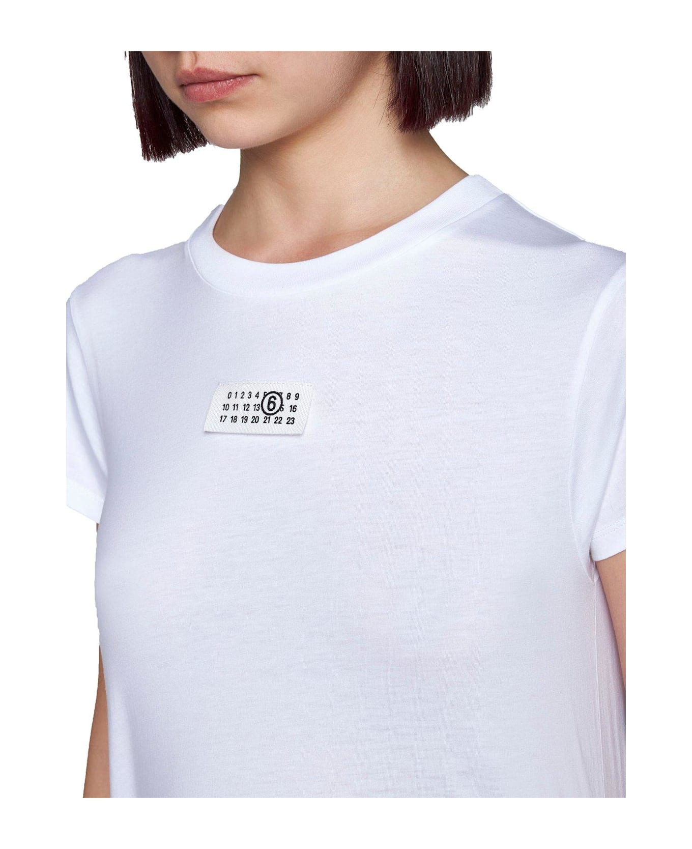 MM6 Maison Margiela Logo Patch Crew Neck T-shirt - White