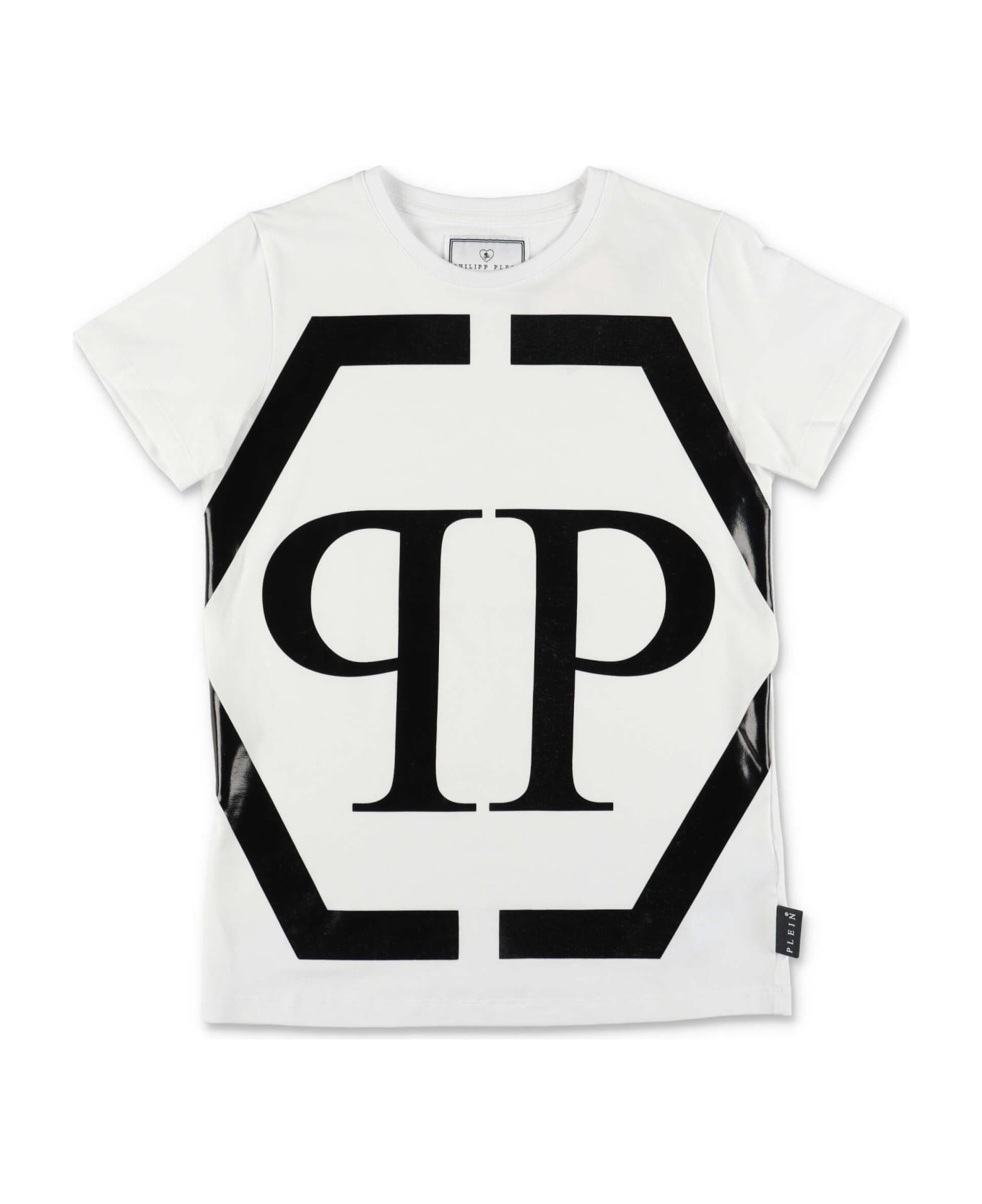 Philipp Plein Junior T-shirt Bianca In Jersey Di Cotone - Bianco Ottico