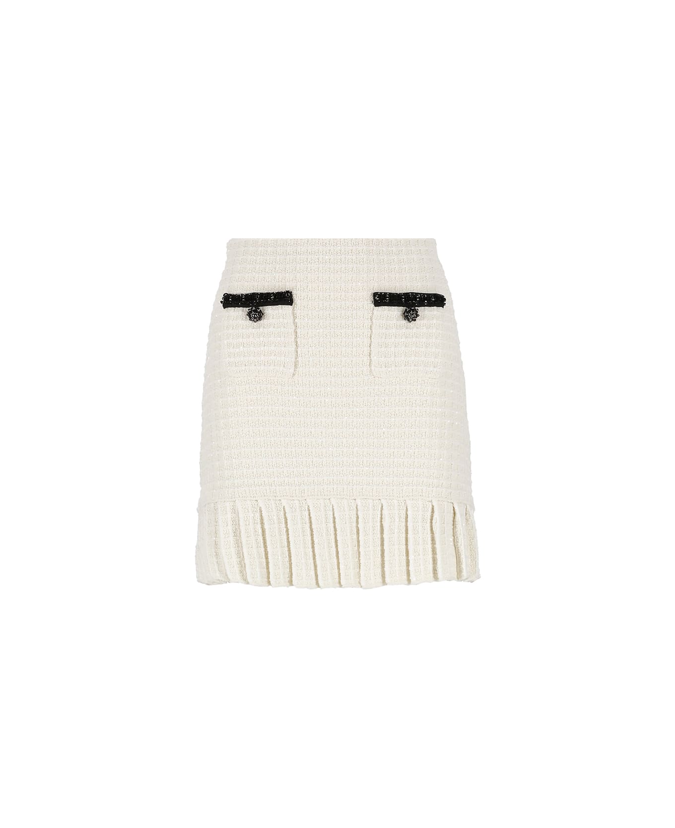 self-portrait Textured Knit Mini Skirt - Ivory スカート