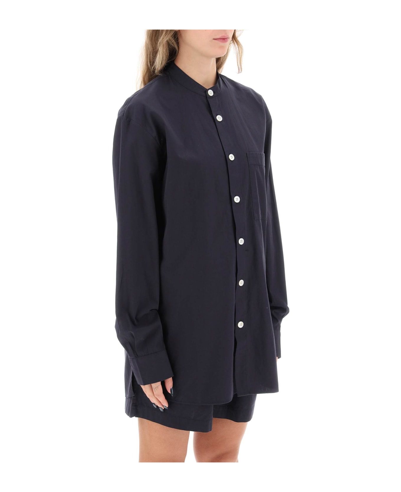 Birkenstock Organic Poplin Pajama Shirt - SLATE (Blue)
