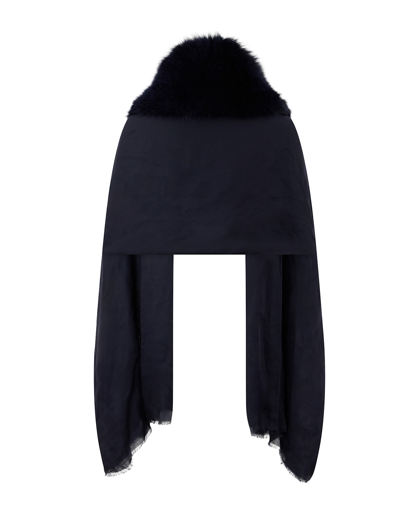 Valentino Garavani Fur Collar Cashmere Cape-coat - blue