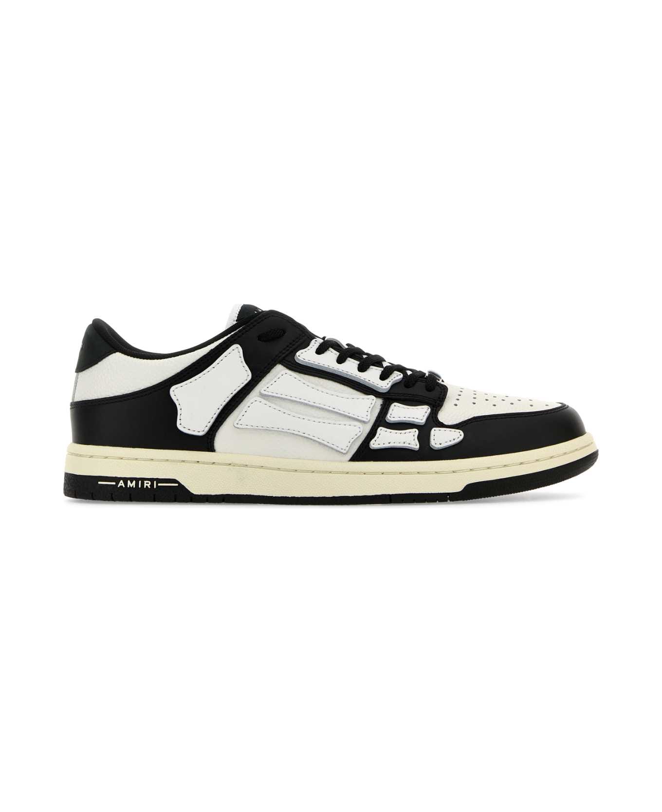 AMIRI Two-tone Leather Skel Sneakers - BLACKWHITE