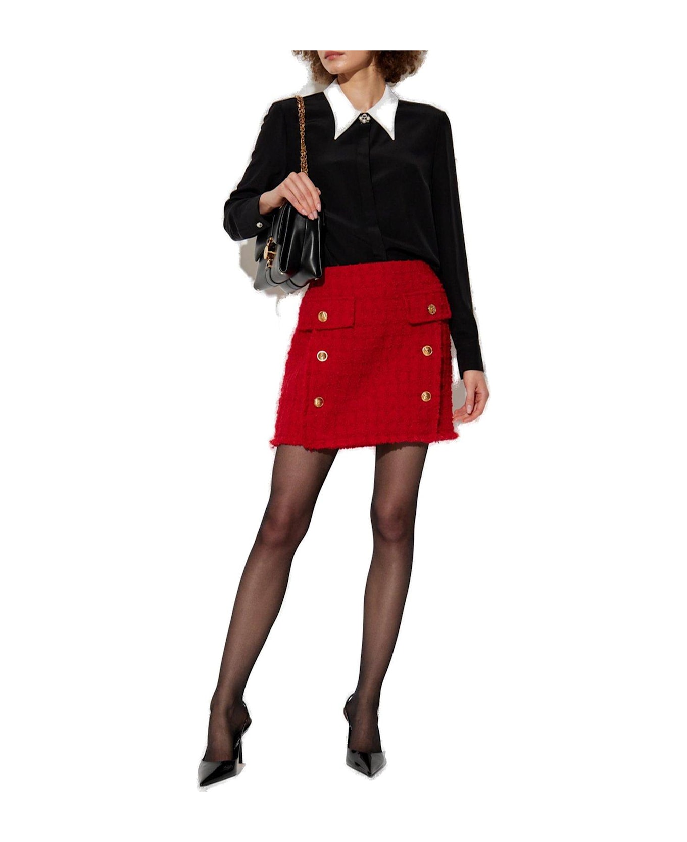 Versace Heritage Mid-rise Tweed Mini Skirt - Red