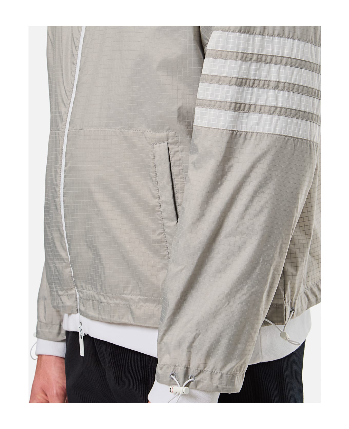Thom Browne Funnel Neck Jacket W/ 4 Bar - Lt Grey