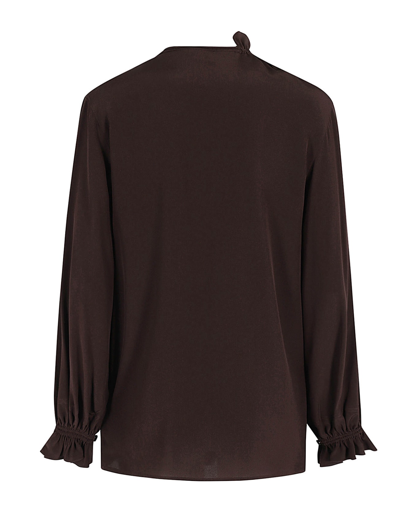 Victoria Beckham Ruffle Neck Blouse - Deep Mahogany
