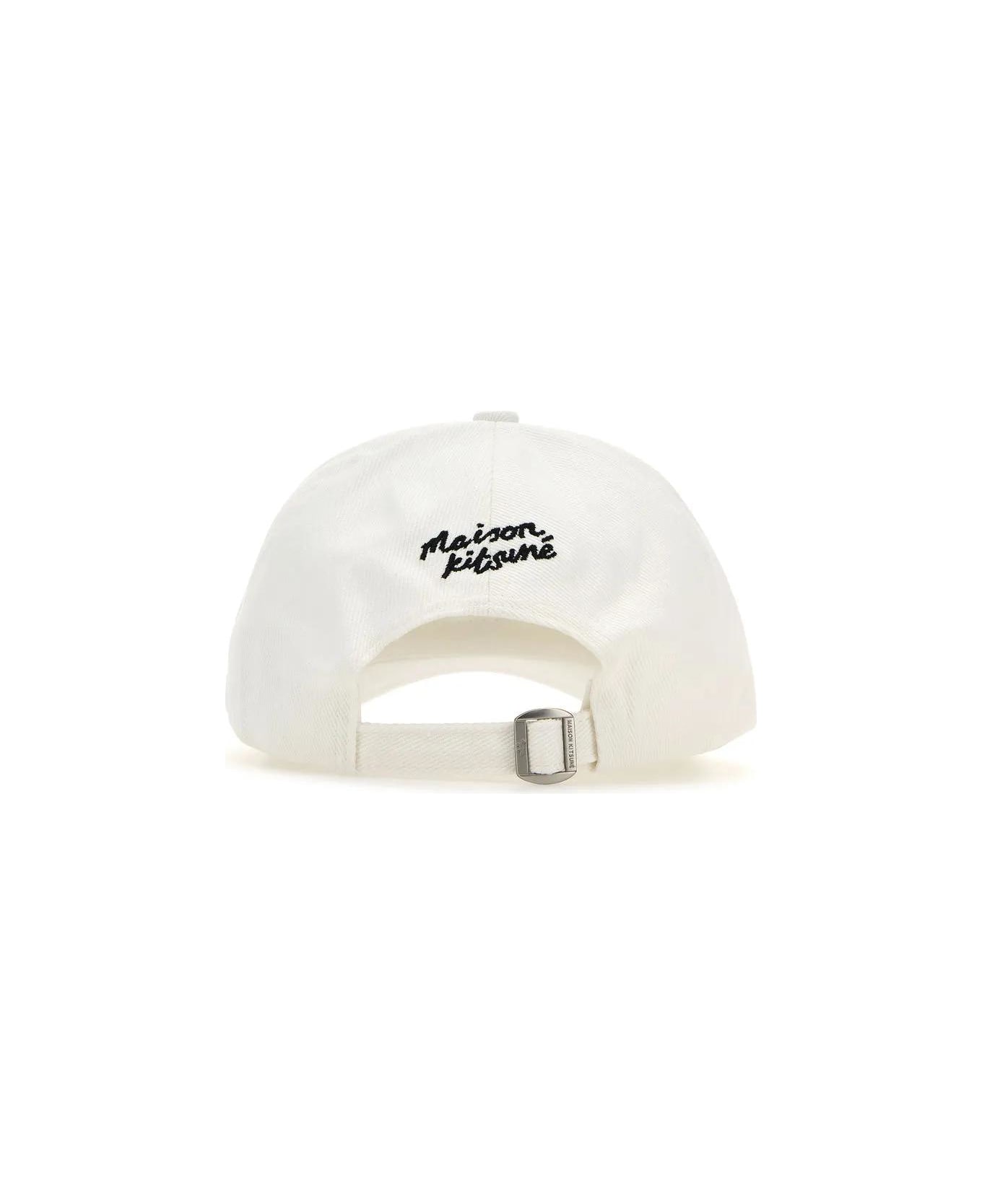 Maison Kitsuné White Cotton Baseball Cap - White 帽子