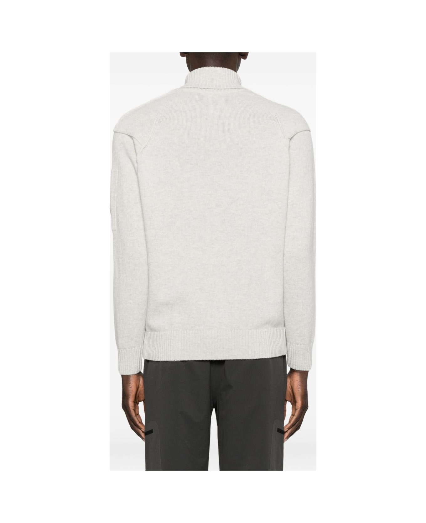 C.P. Company Logo Wool Turtle-neck Sweater - Light Grey