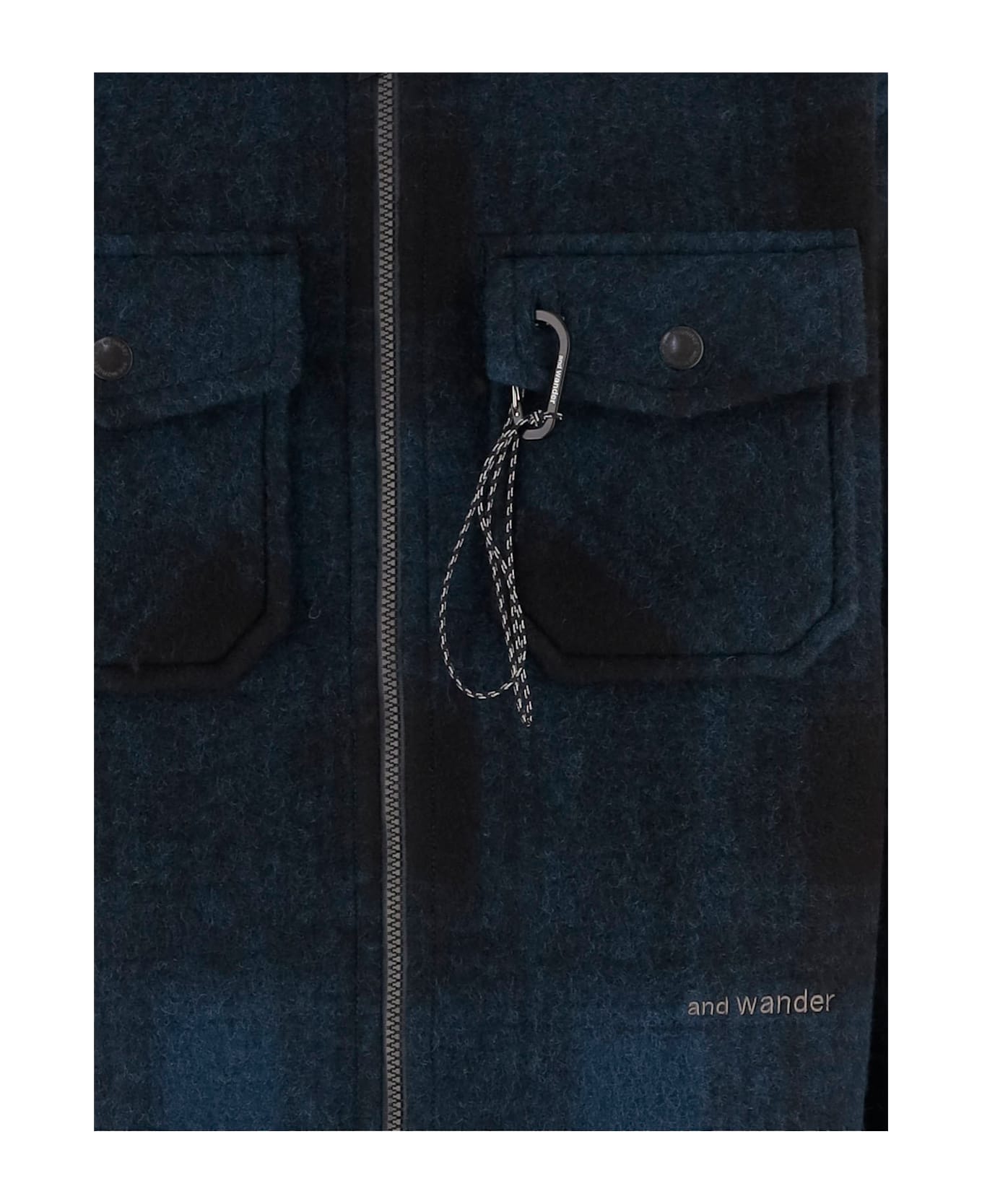 And Wander Checkered Wool Blend Jacket - Red