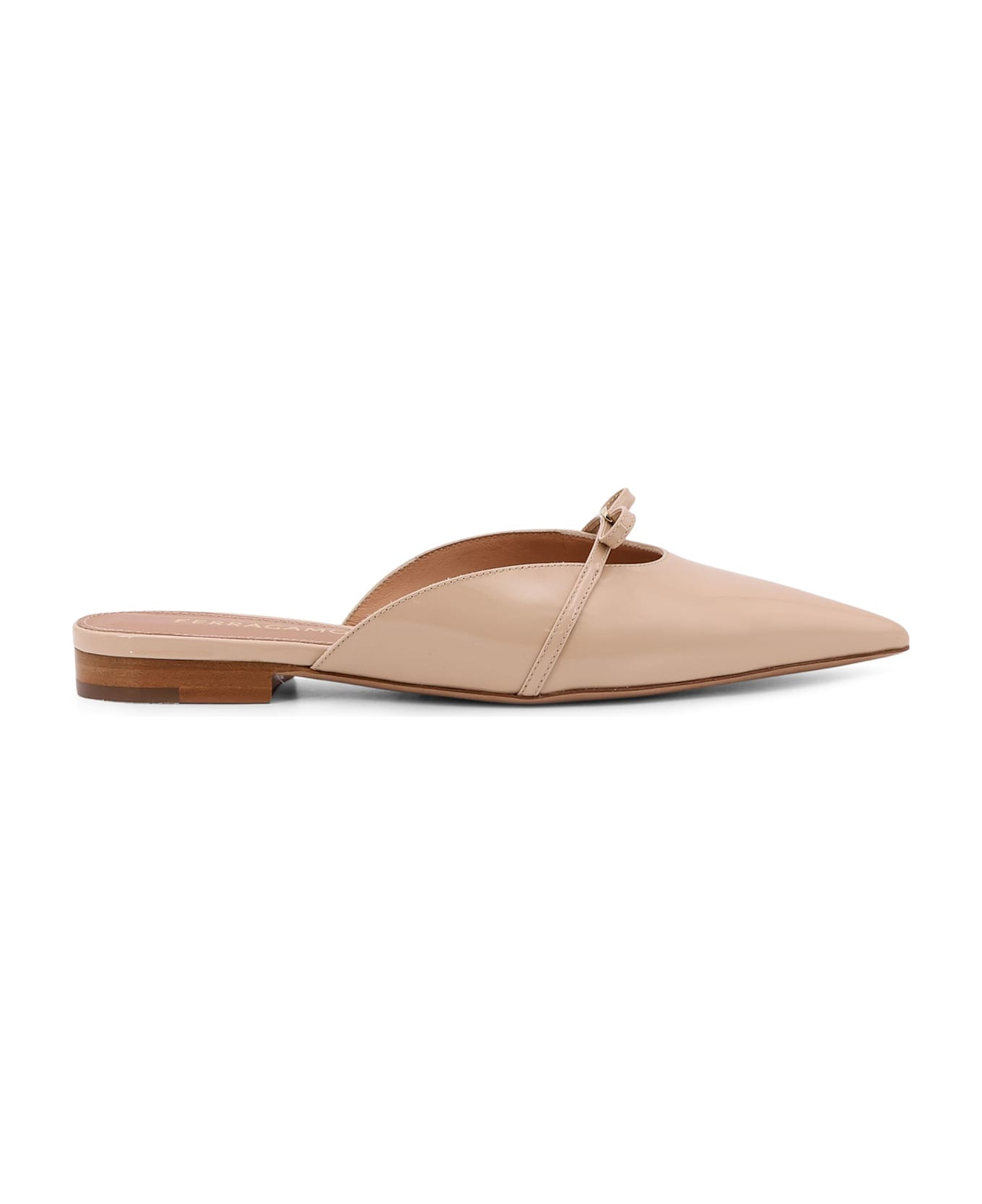 Ferragamo Giulye Patent Leather Mule - Beige