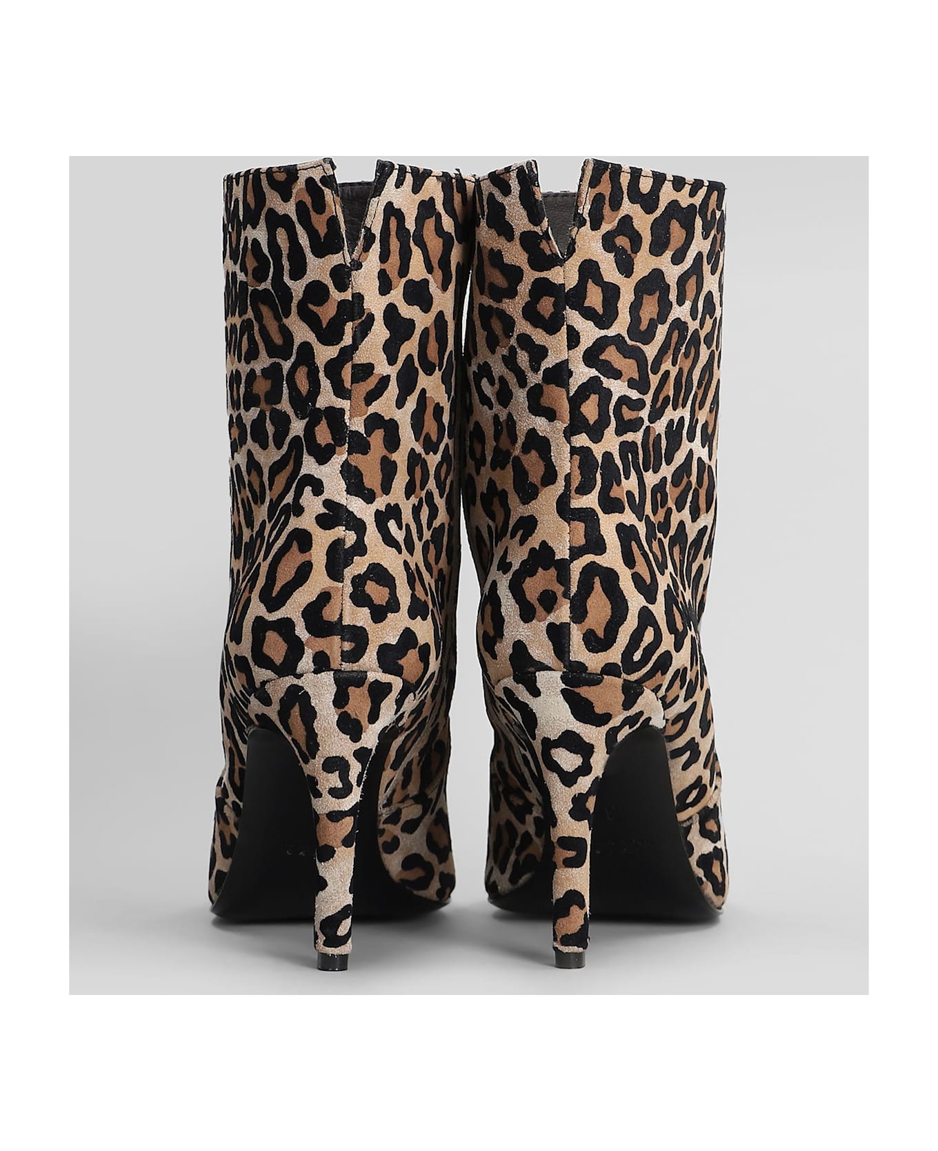 Via Roma 15 High Heels Ankle Boots In Animalier Suede - Animalier