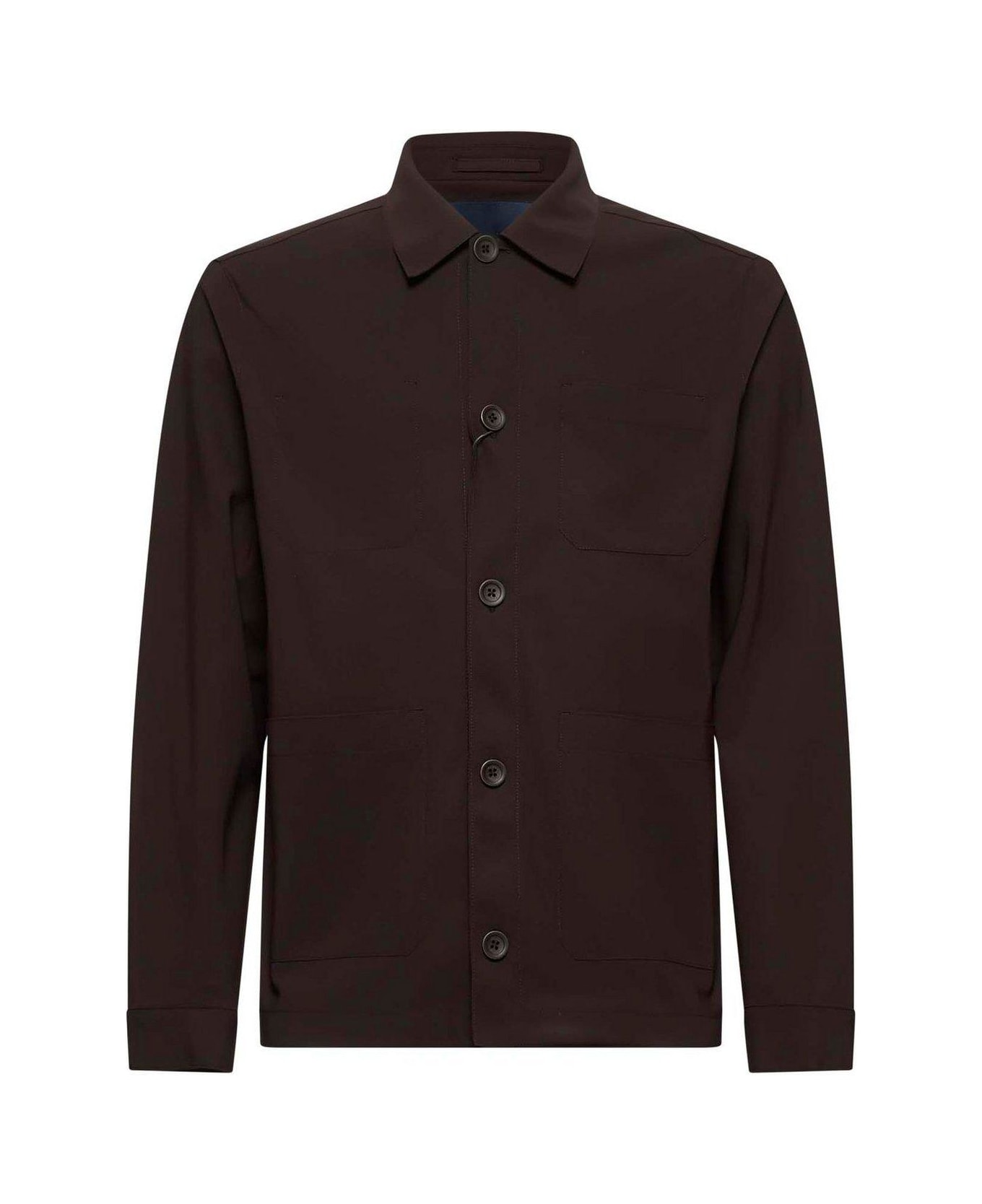 Herno Long Sleeved Buttoned Overshirt - Marrone scuro