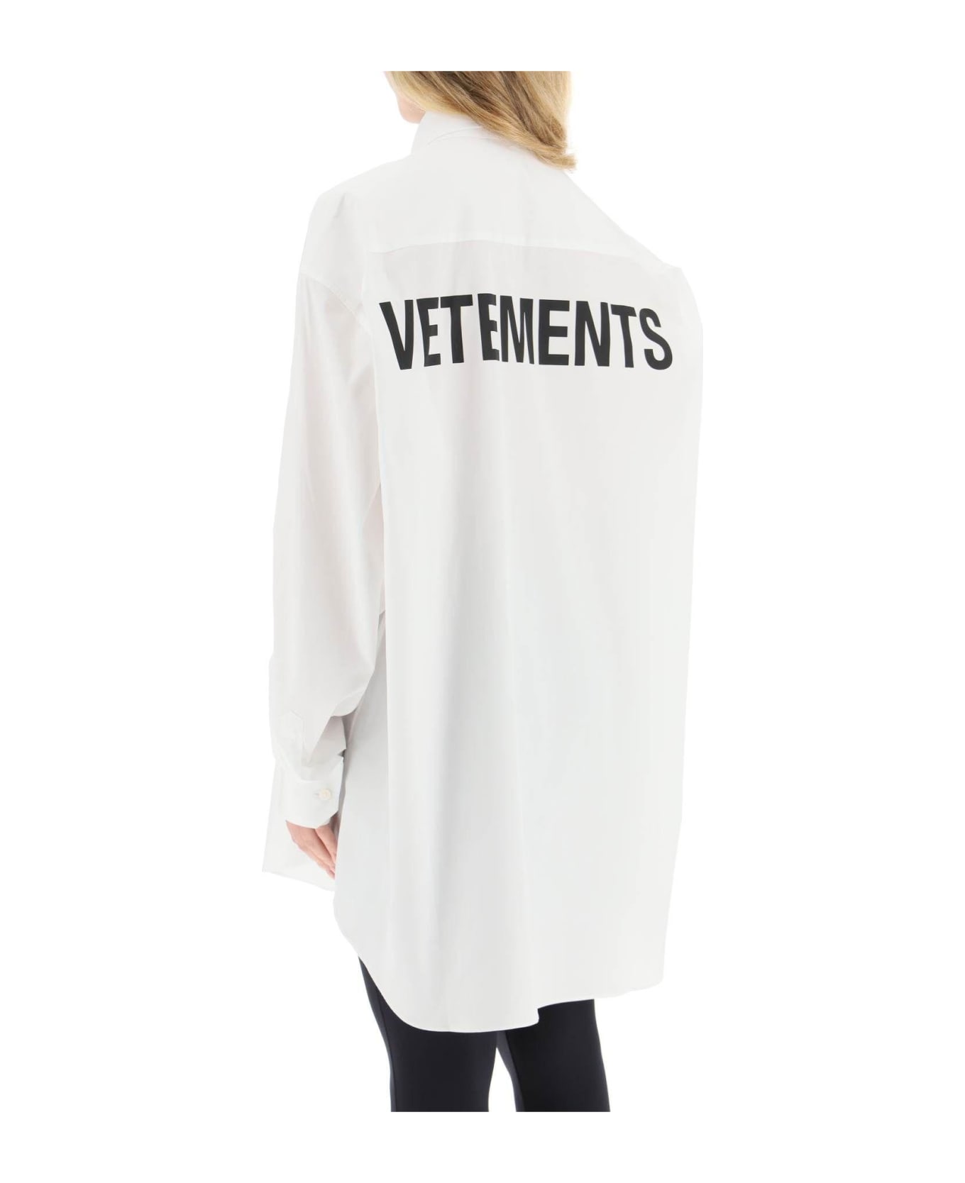 VETEMENTS Oversized Shirt With Back Logo - WHITE