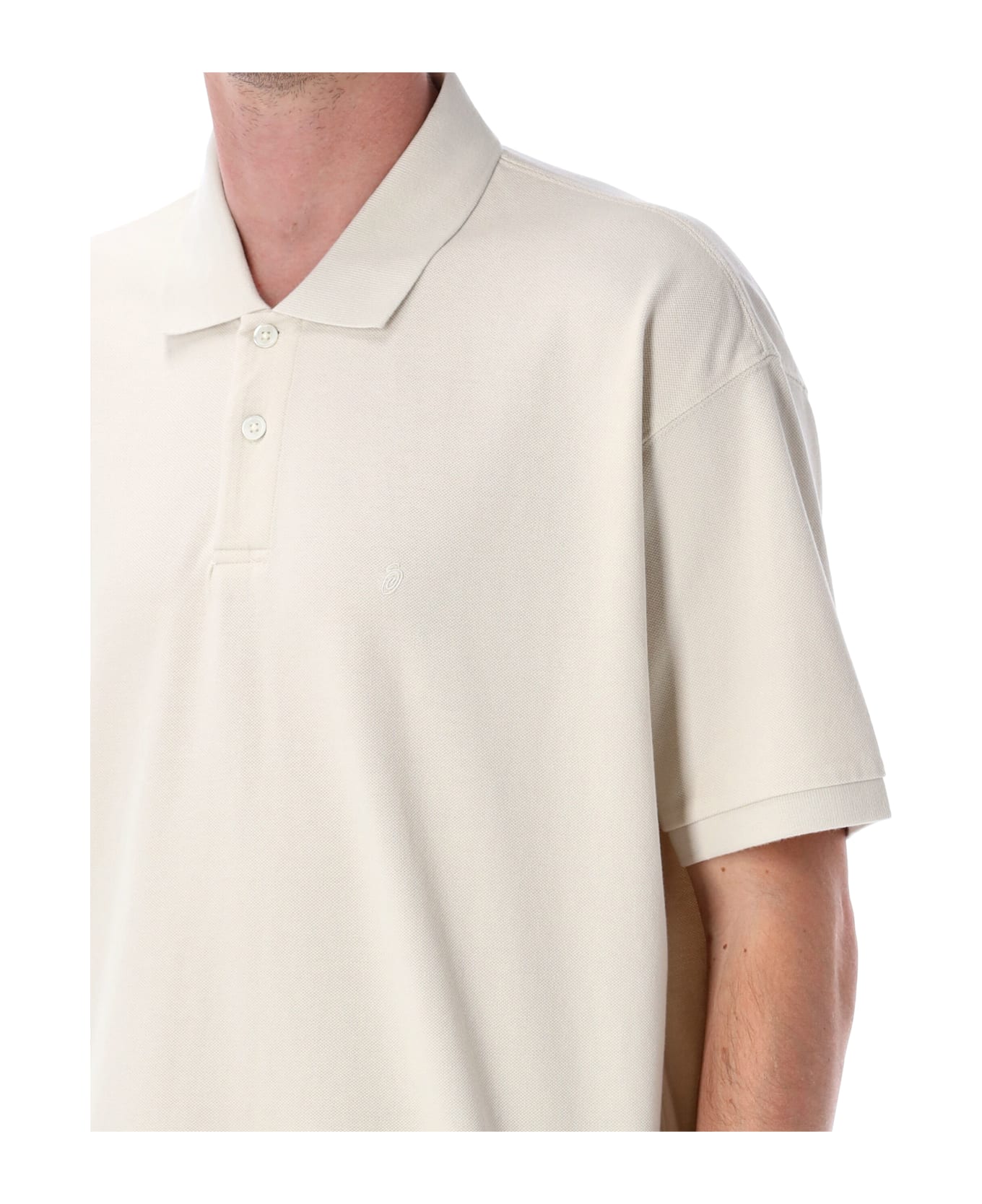 Stussy Classic Pique Polo Shirt - OFF WHITE