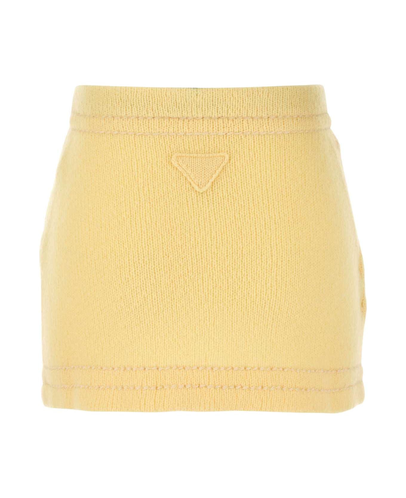 Prada Yellow Cashmere Mini Skirt - CREMA