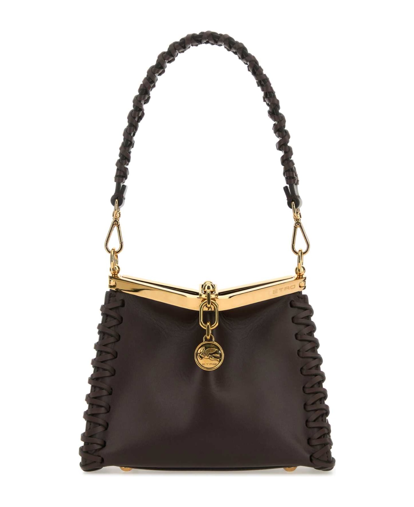 Etro Dark Brown Leather Mini Vela Handbag - M0019