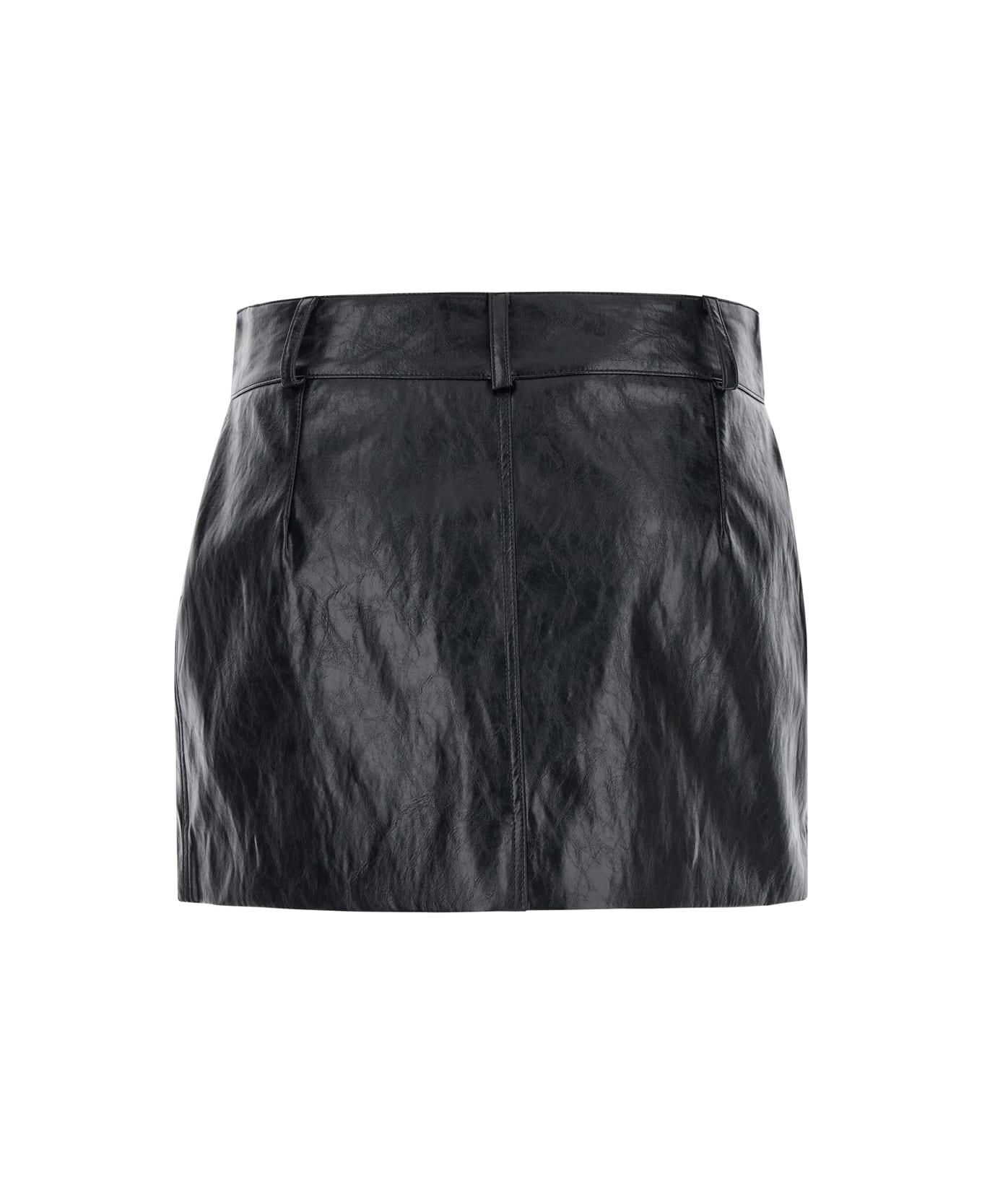 Federica Tosi Black Miniskirt With Belt Loops In Tech Fabric Woman - Black