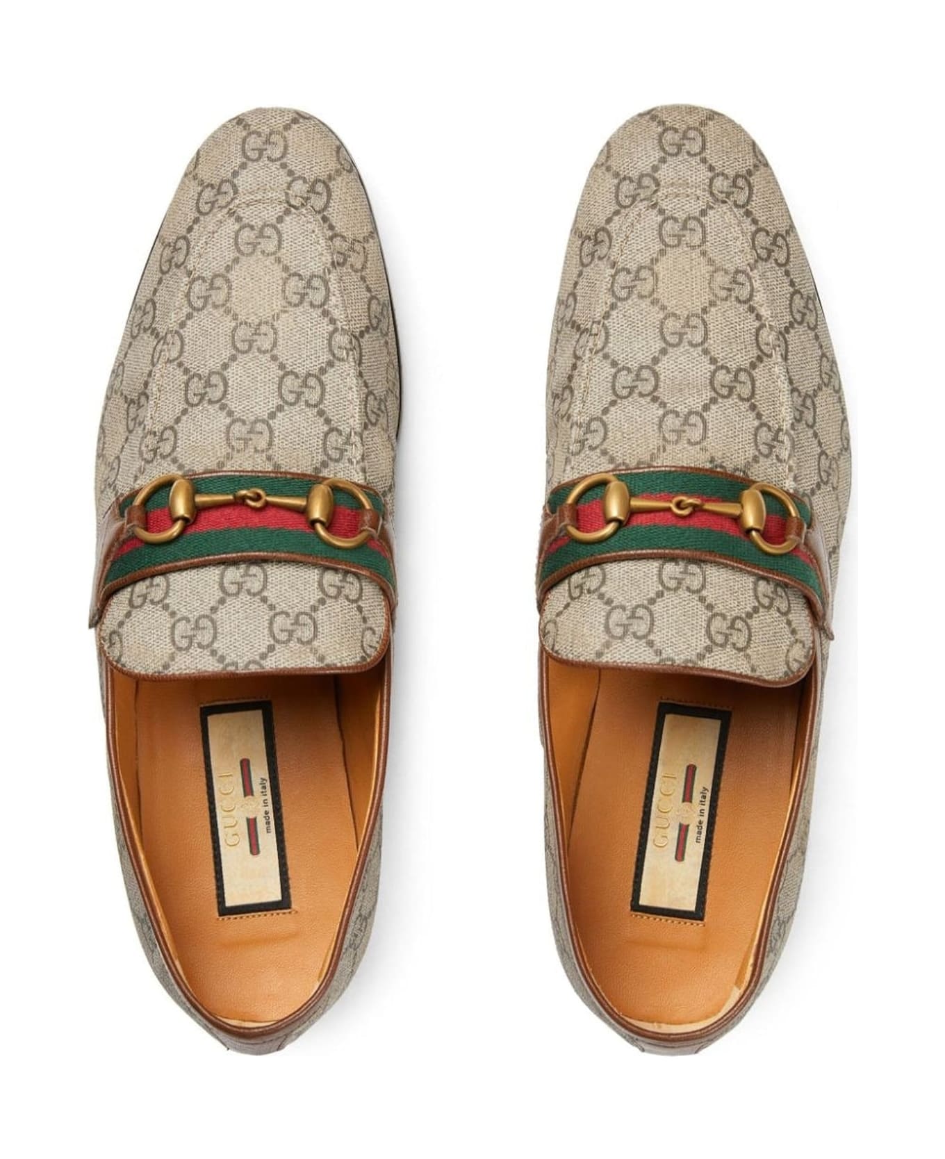 Gucci Leather Monogram Loafers - Brown ローファー＆デッキシューズ