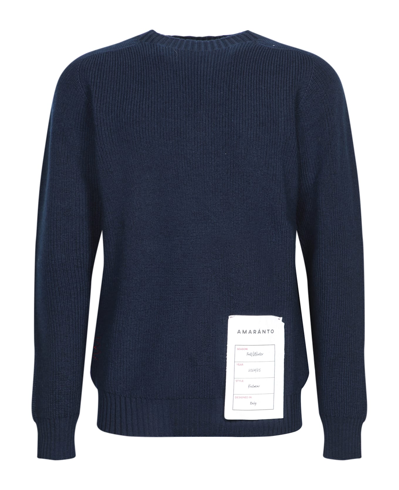 Amaranto Blue Wool Crewneck Sweater - Blue